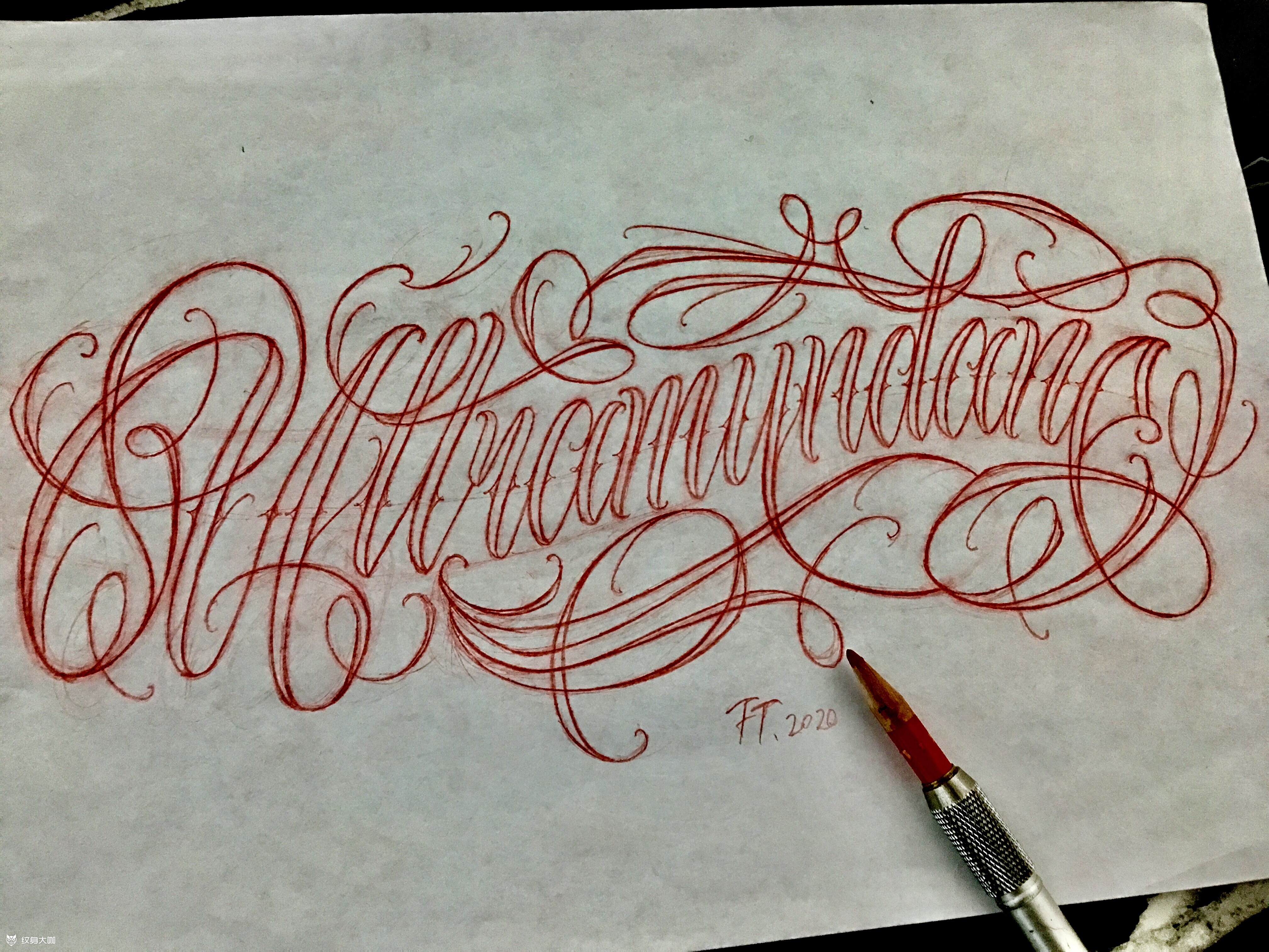 花体字设计_纹身图案手稿图片_发条的纹身作品集