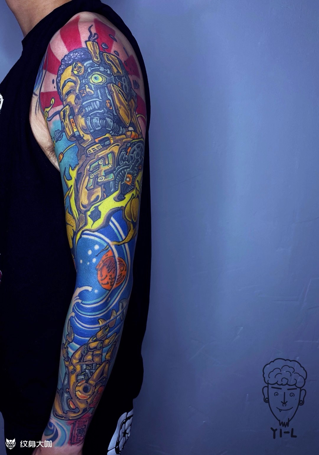 机械佛花臂_纹身图案手稿图片_老李的纹身作品集