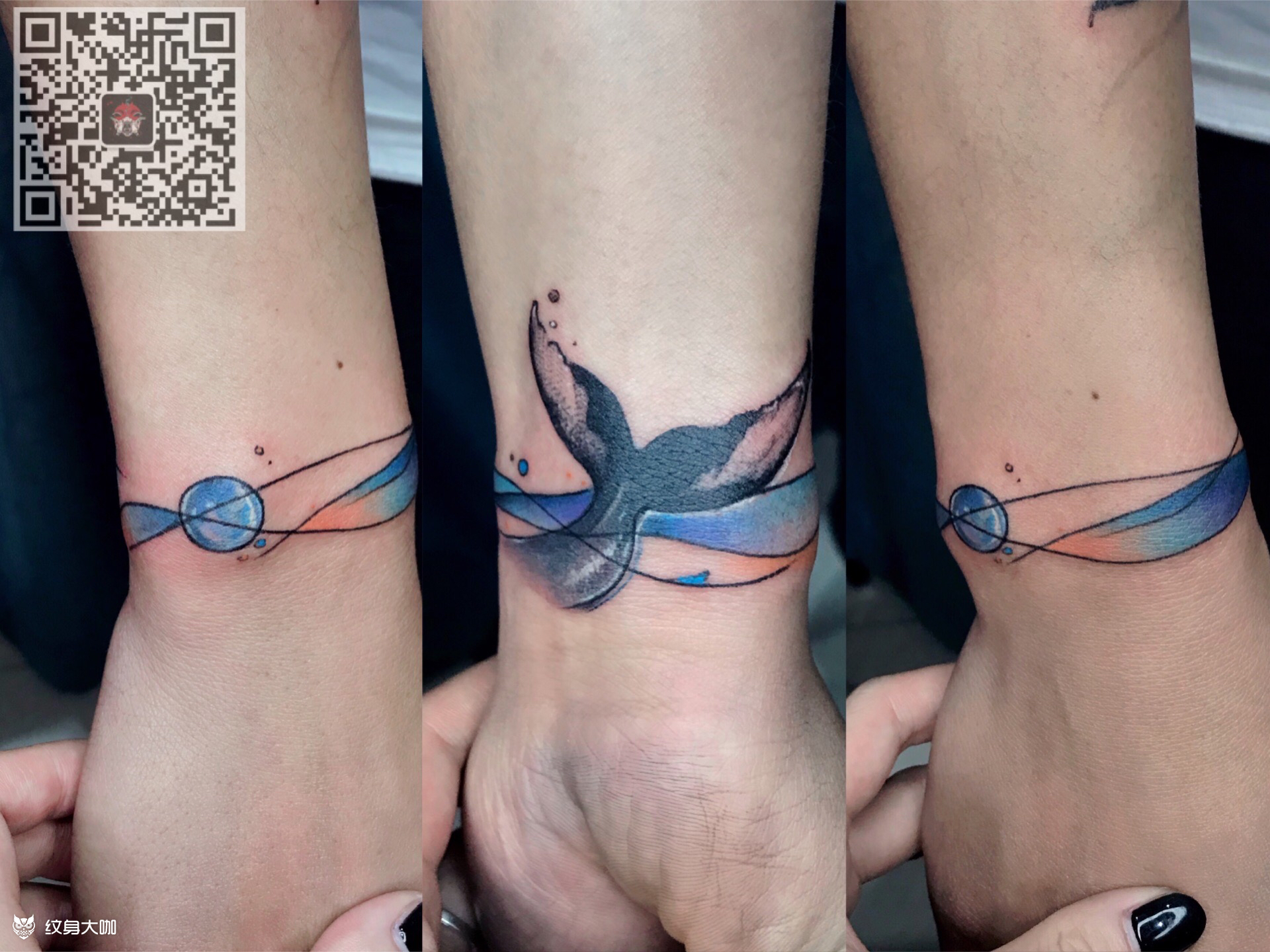 水彩手环_纹身图案手稿图片_猫又的纹身作品集