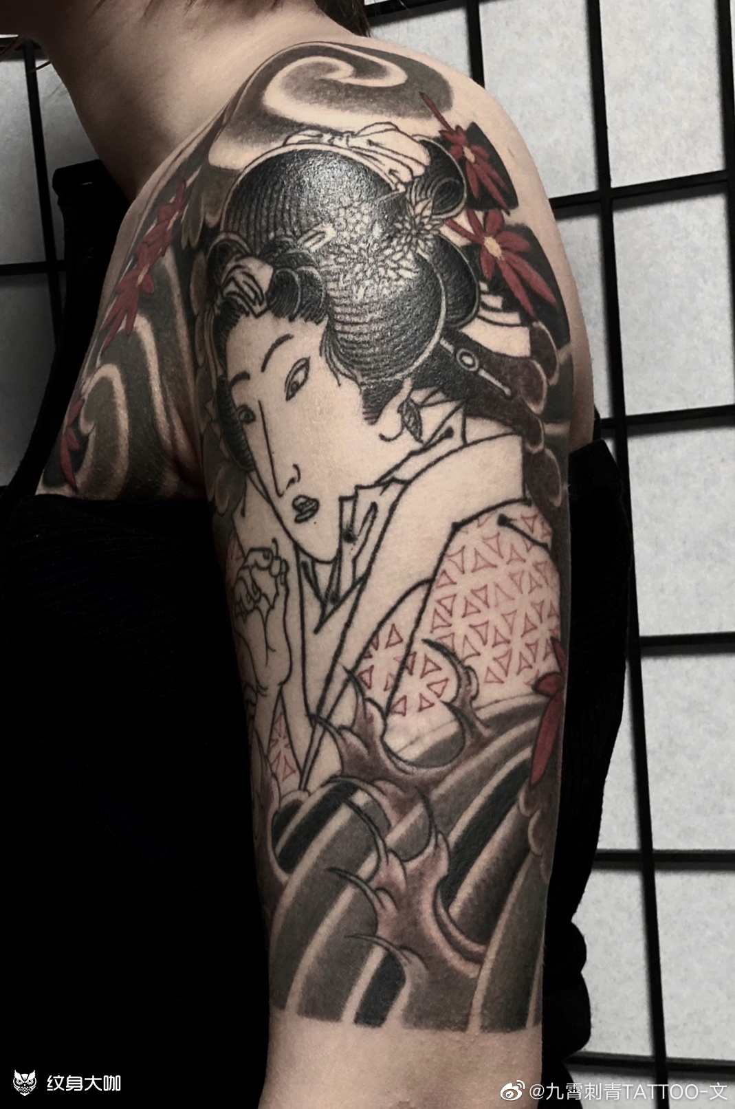 传统半甲艺妓_纹身图案手稿图片_张学文的纹身作品集