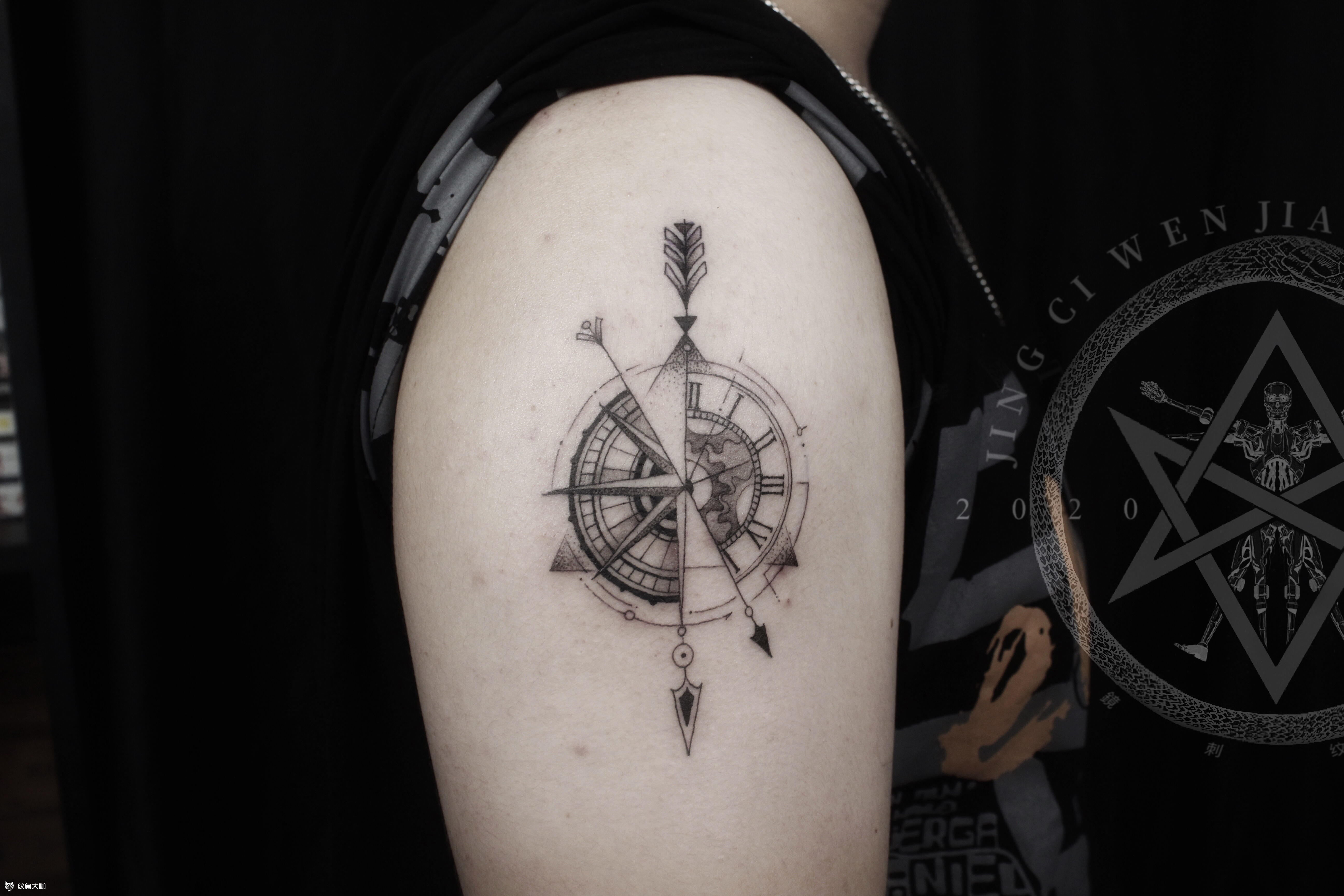 指南针_纹身图案手稿图片_武汉·镜刺的纹身作品集