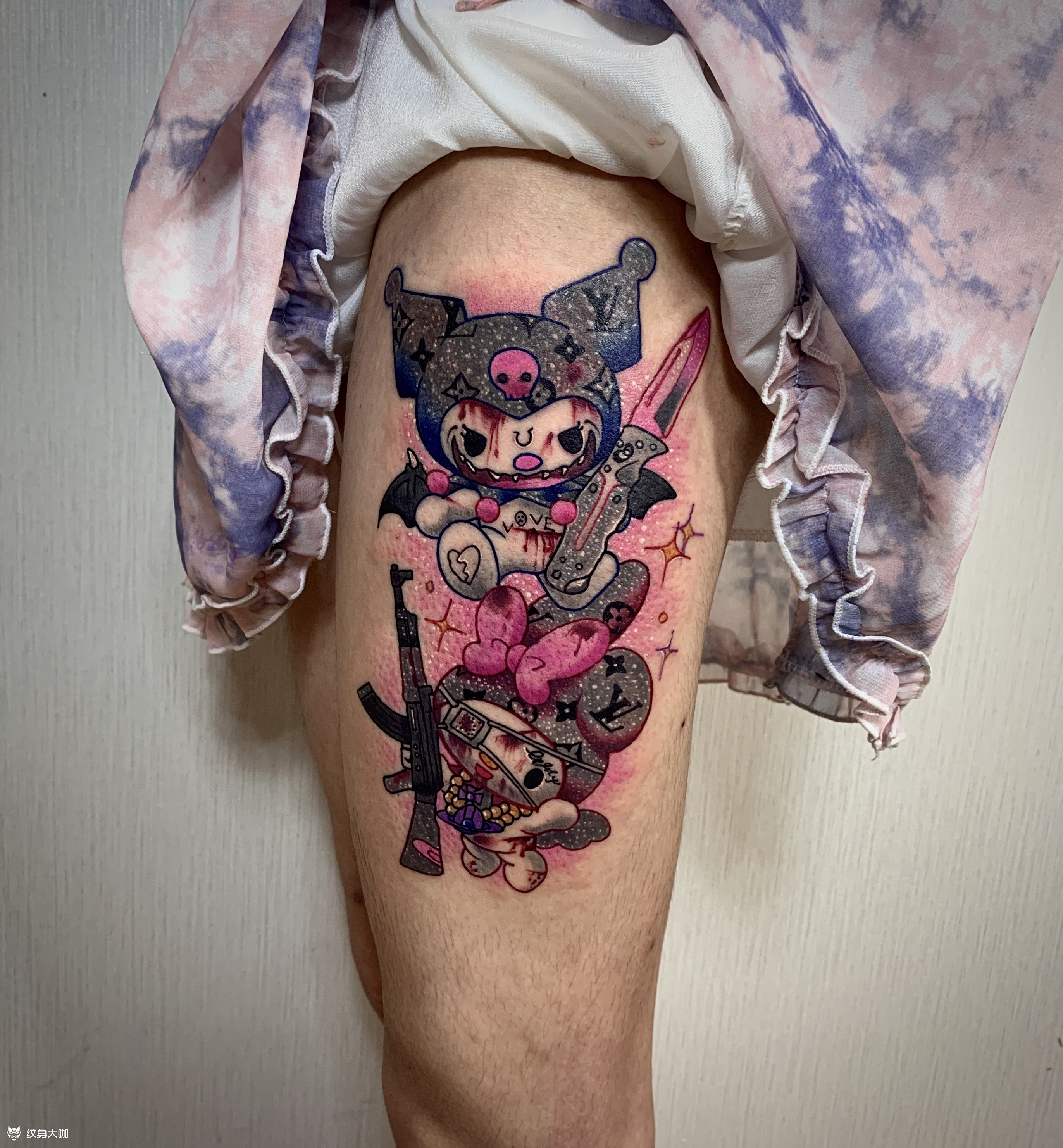 kitty_纹身图案手稿图片_黑灿的纹身作品集