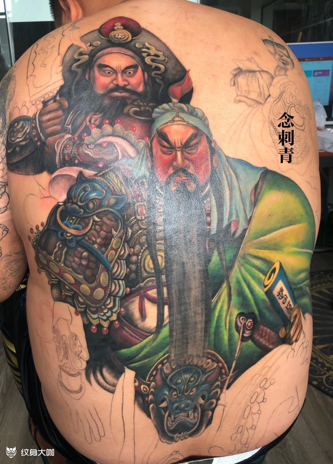 关羽关平周仓_纹身图案手稿图片_红叶的纹身作品集