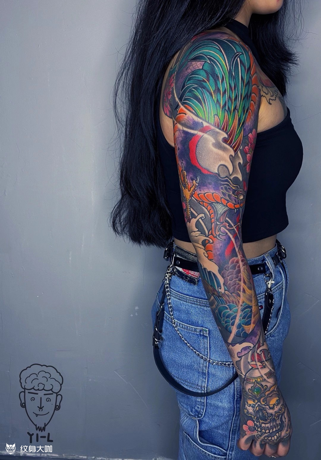 新传统花臂_纹身图案手稿图片_老李的纹身作品集