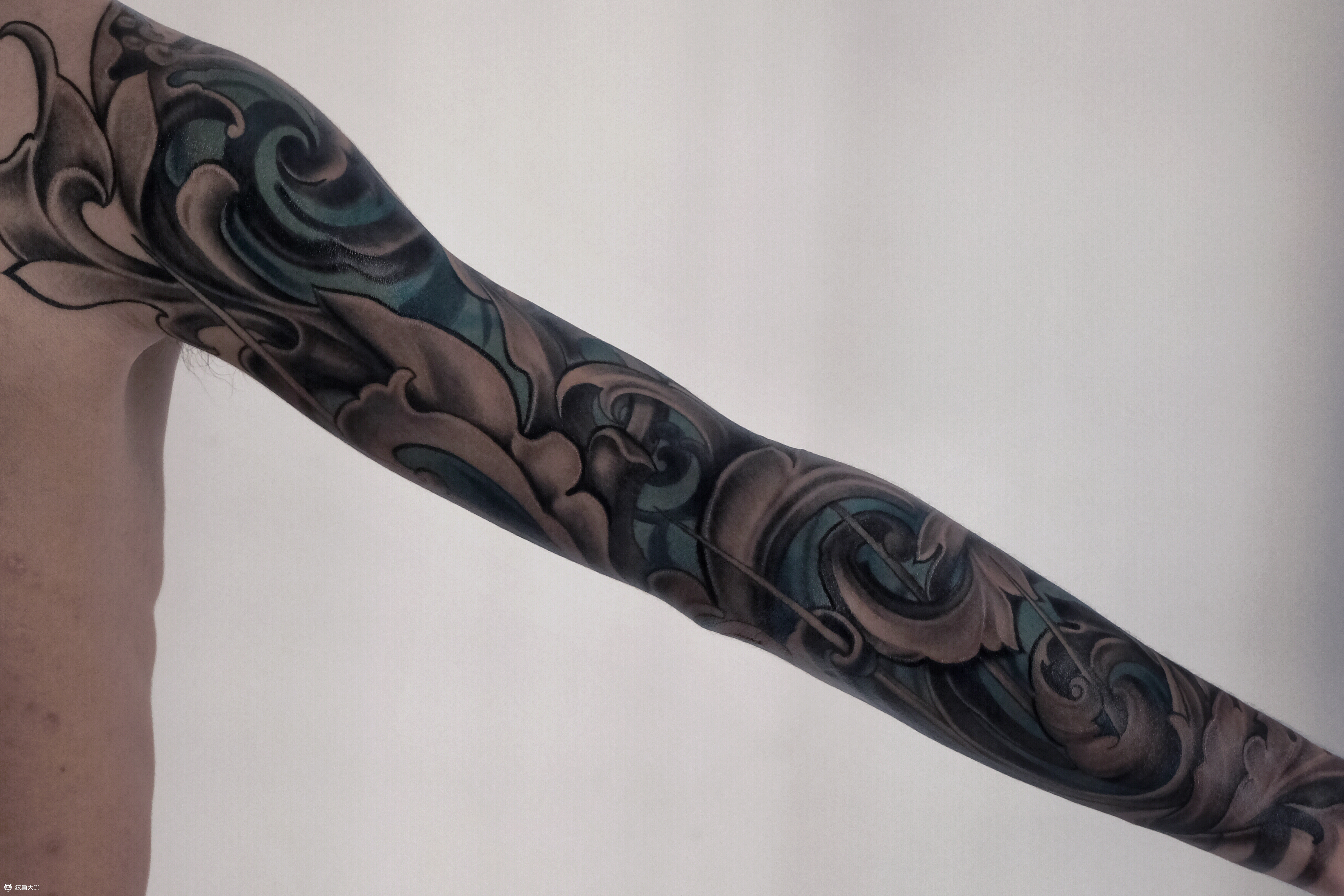 唐草花臂_纹身图案手稿图片_blueprint-老傅的纹身作品集