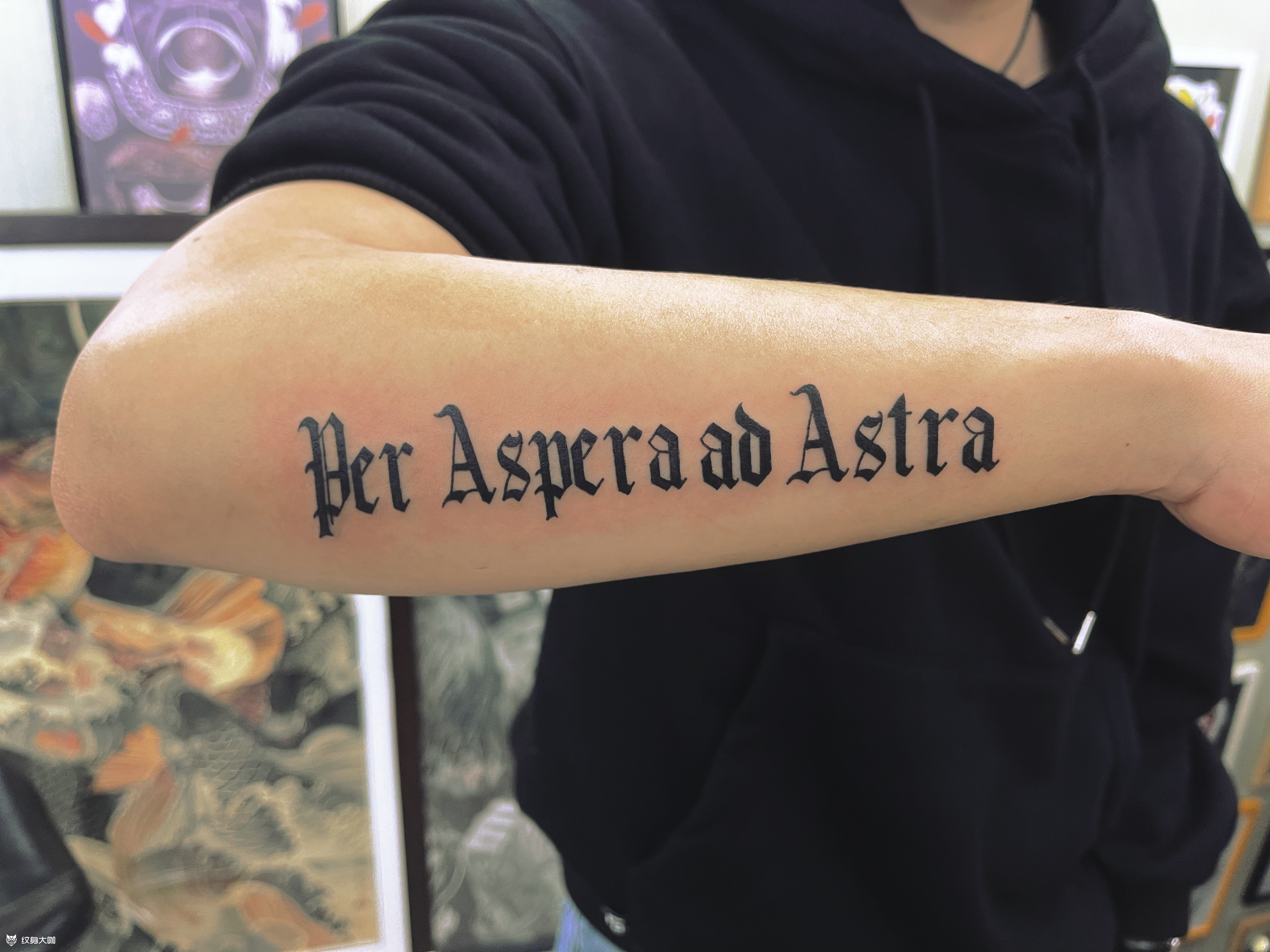 手臂哥特英文_纹身图案手稿图片_x-mengy的纹身作品集