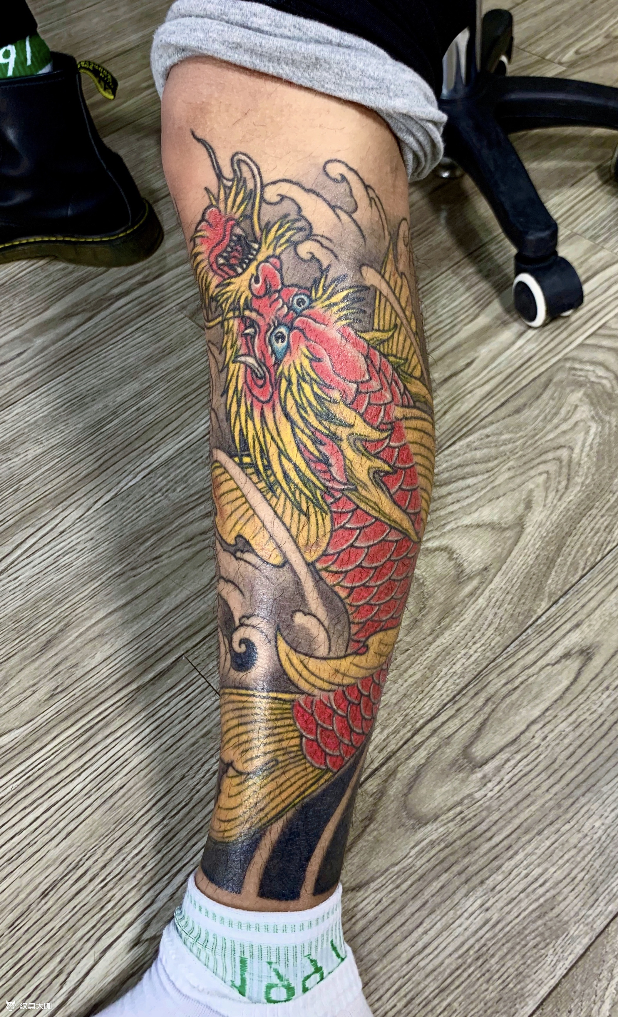 小腿 鳌鱼_纹身图案手稿图片_深深的纹身作品集