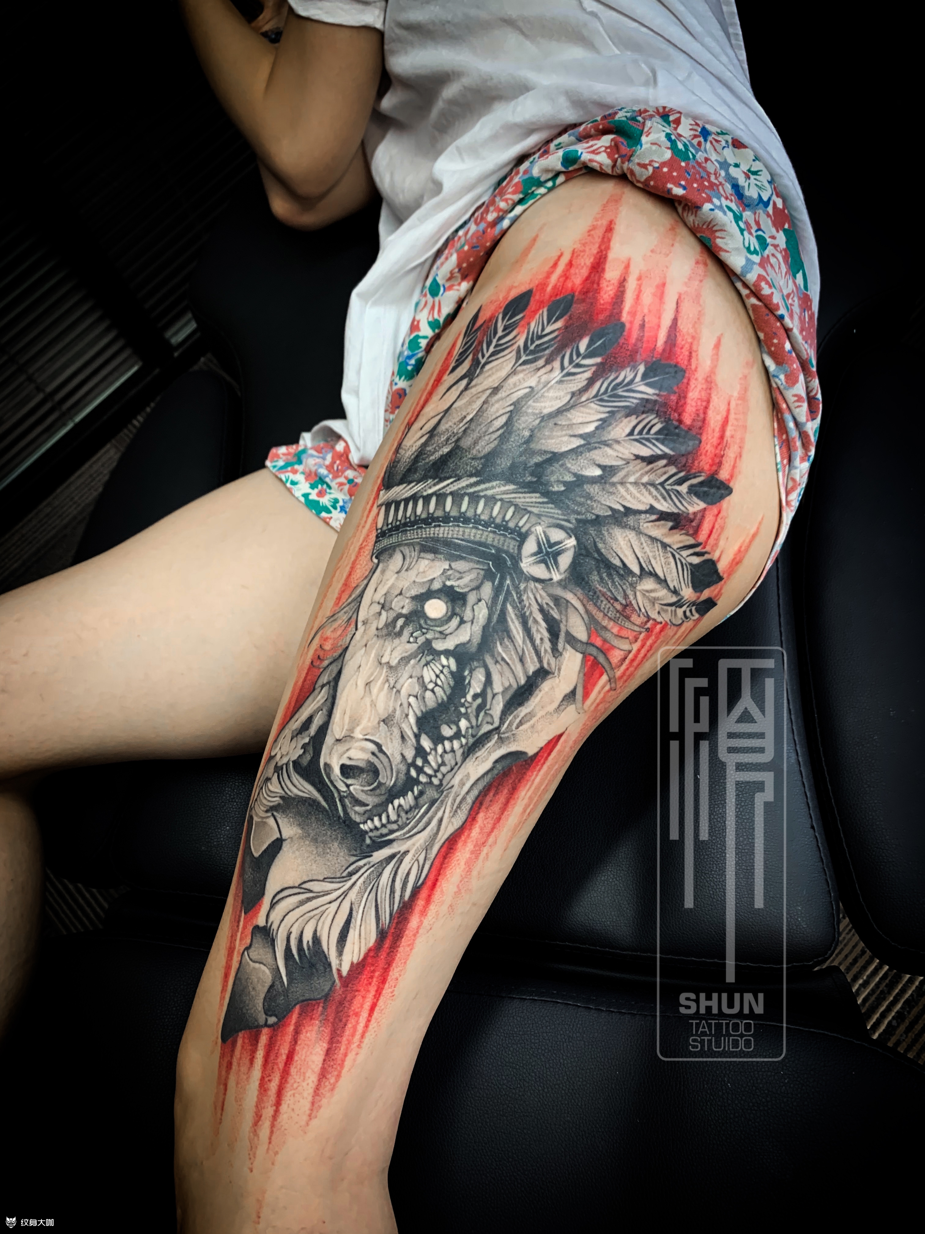 印第安亡灵马儿,完成_纹身图案手稿图片_ryan仁的纹身作品集