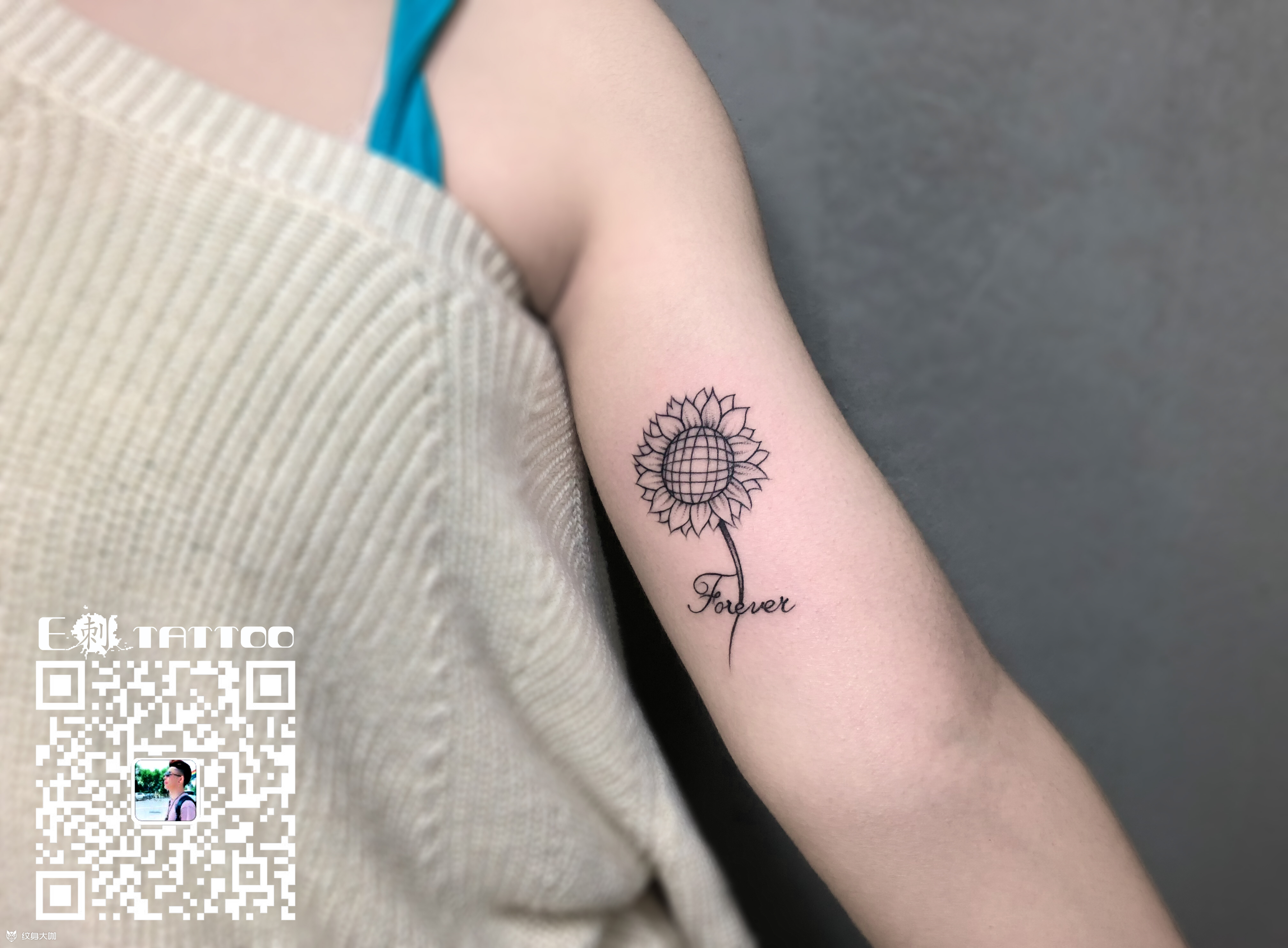 向日葵线条_纹身图案手稿图片_刚子的纹身作品集