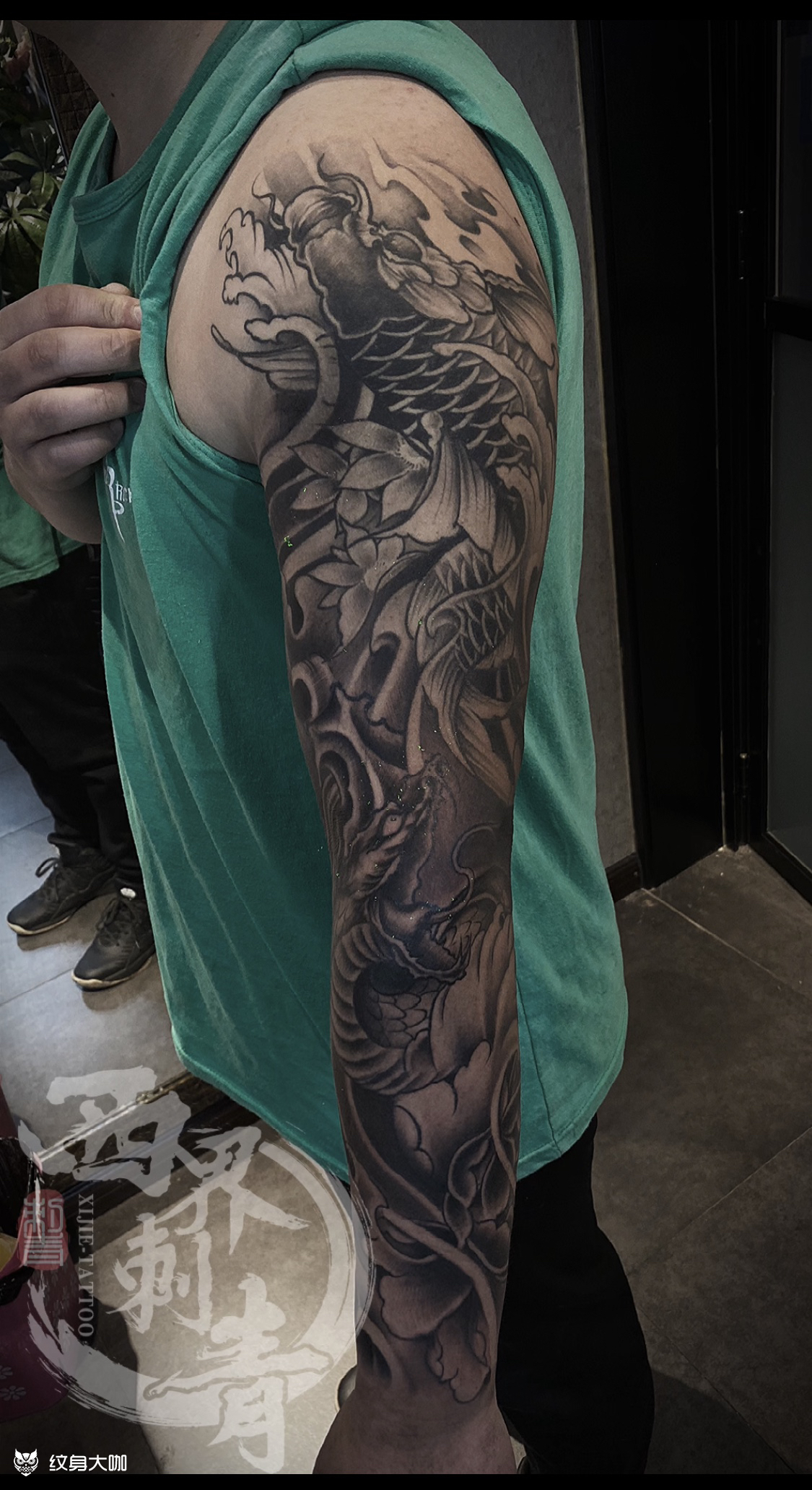 传统鲤鱼花臂_纹身图案手稿图片_燕郊西界的纹身作品集