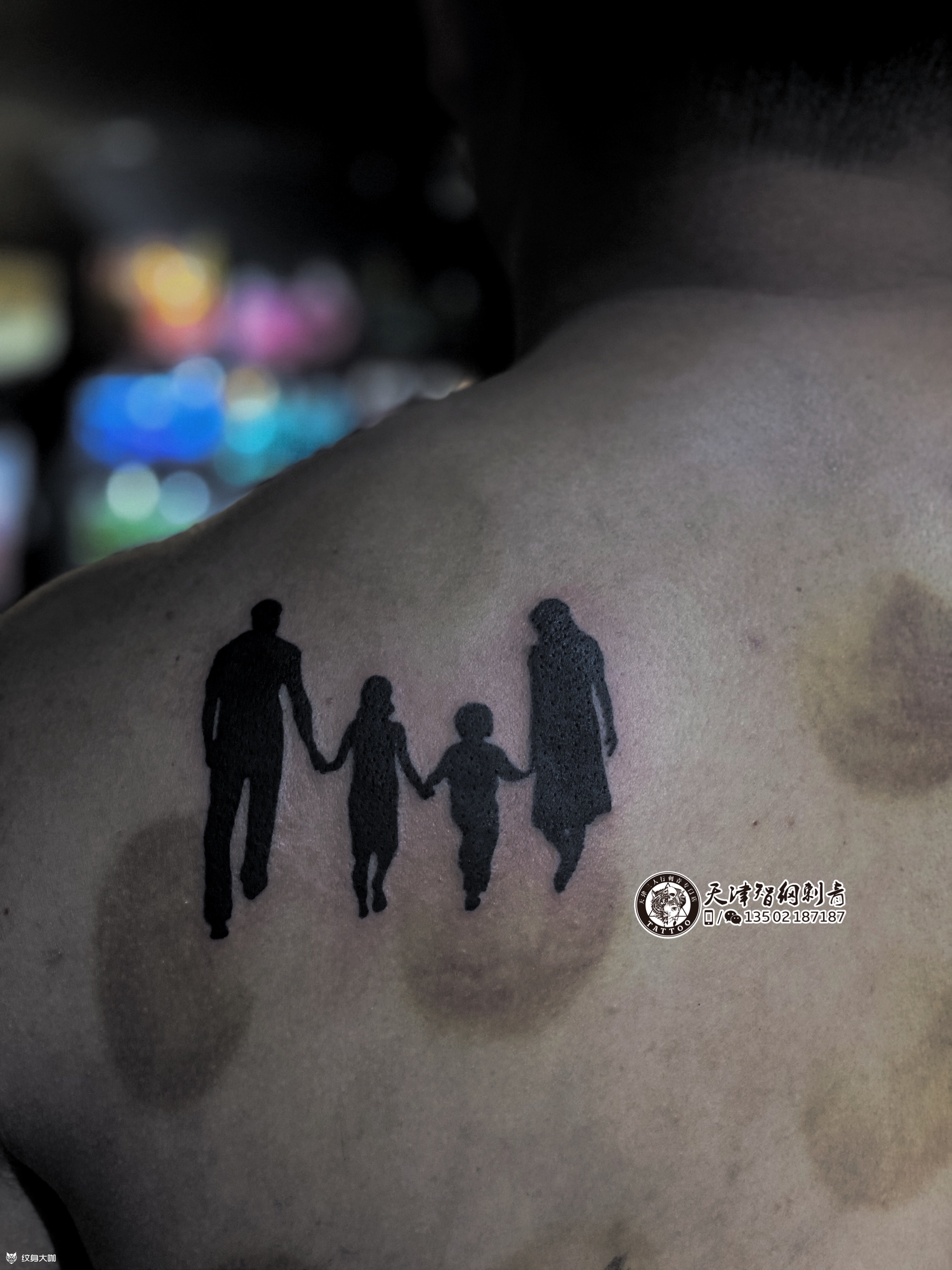 一家四口剪影_纹身图案手稿图片_白强的纹身作品集