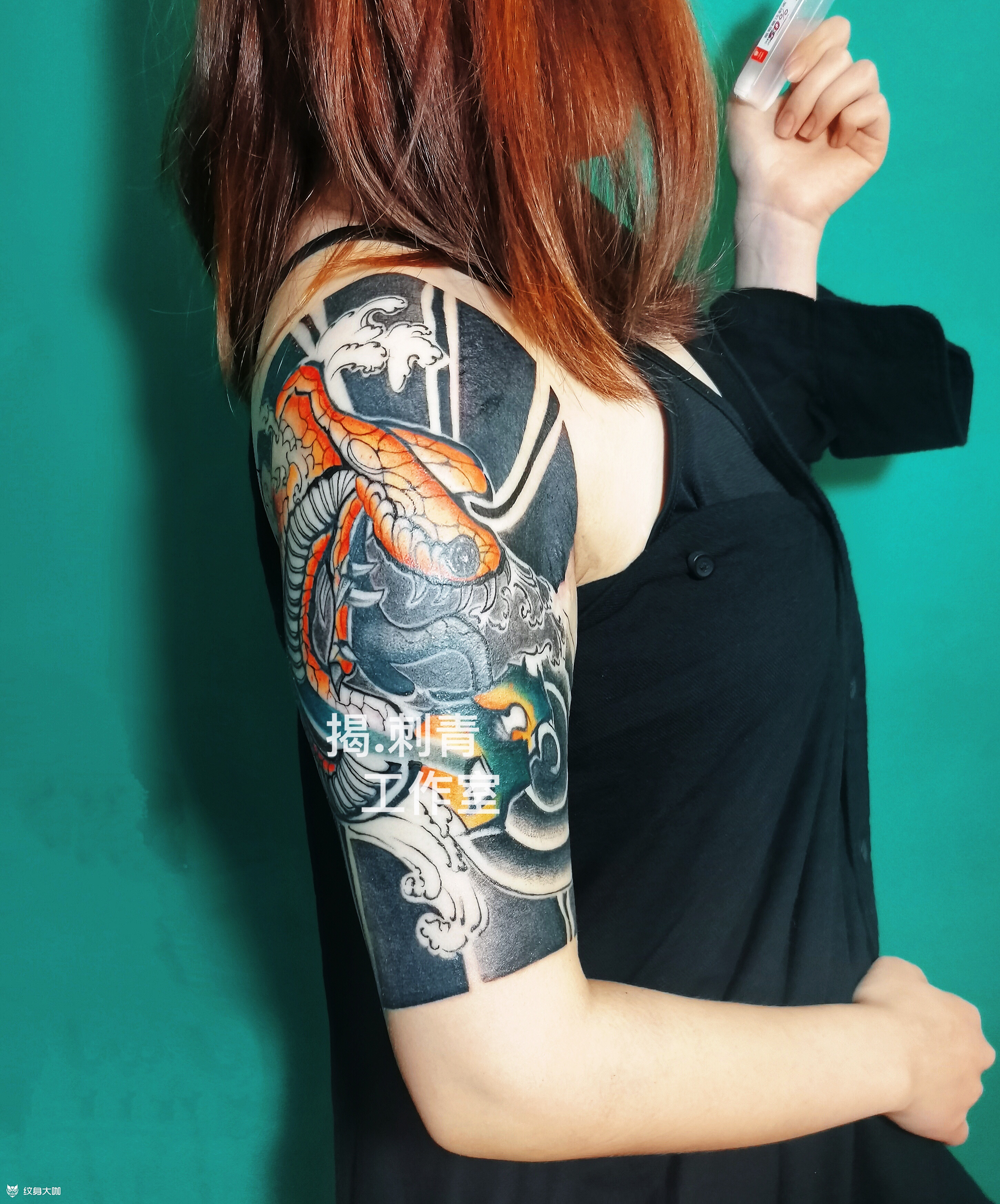 半臂蛇_纹身图案手稿图片_揭.tattoo的纹身作品集