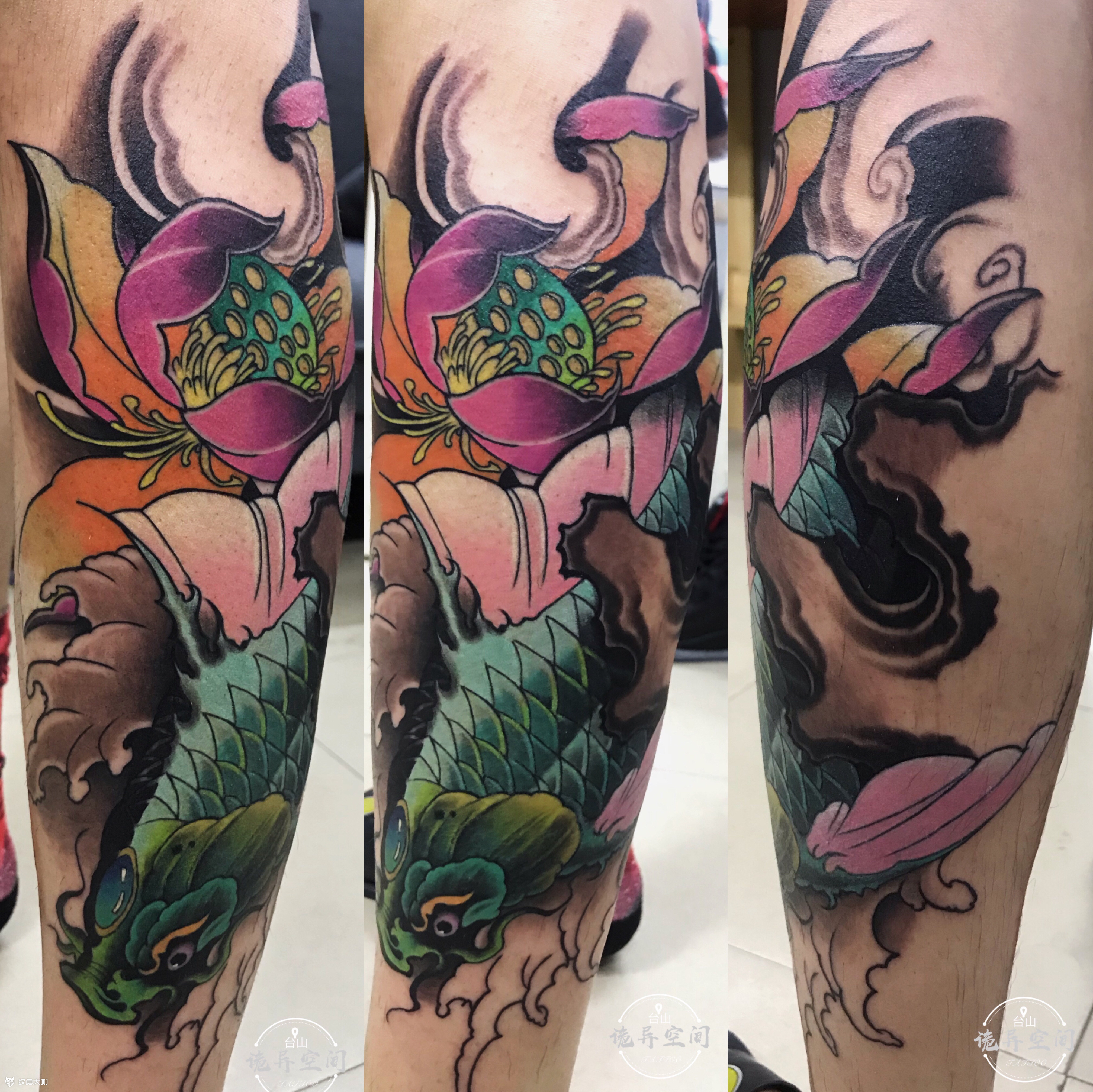 小腿鲤鱼_纹身图案手稿图片_针印文身～老阳的纹身作品集