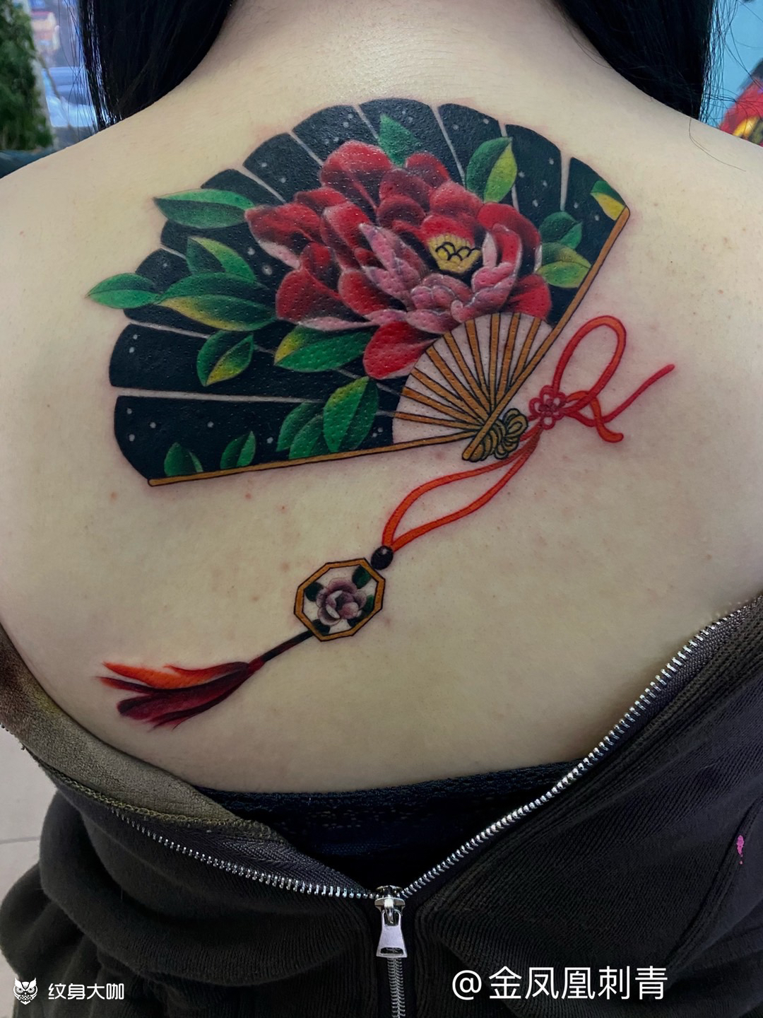 扇子遮盖_纹身图案手稿图片_周亮的纹身作品集