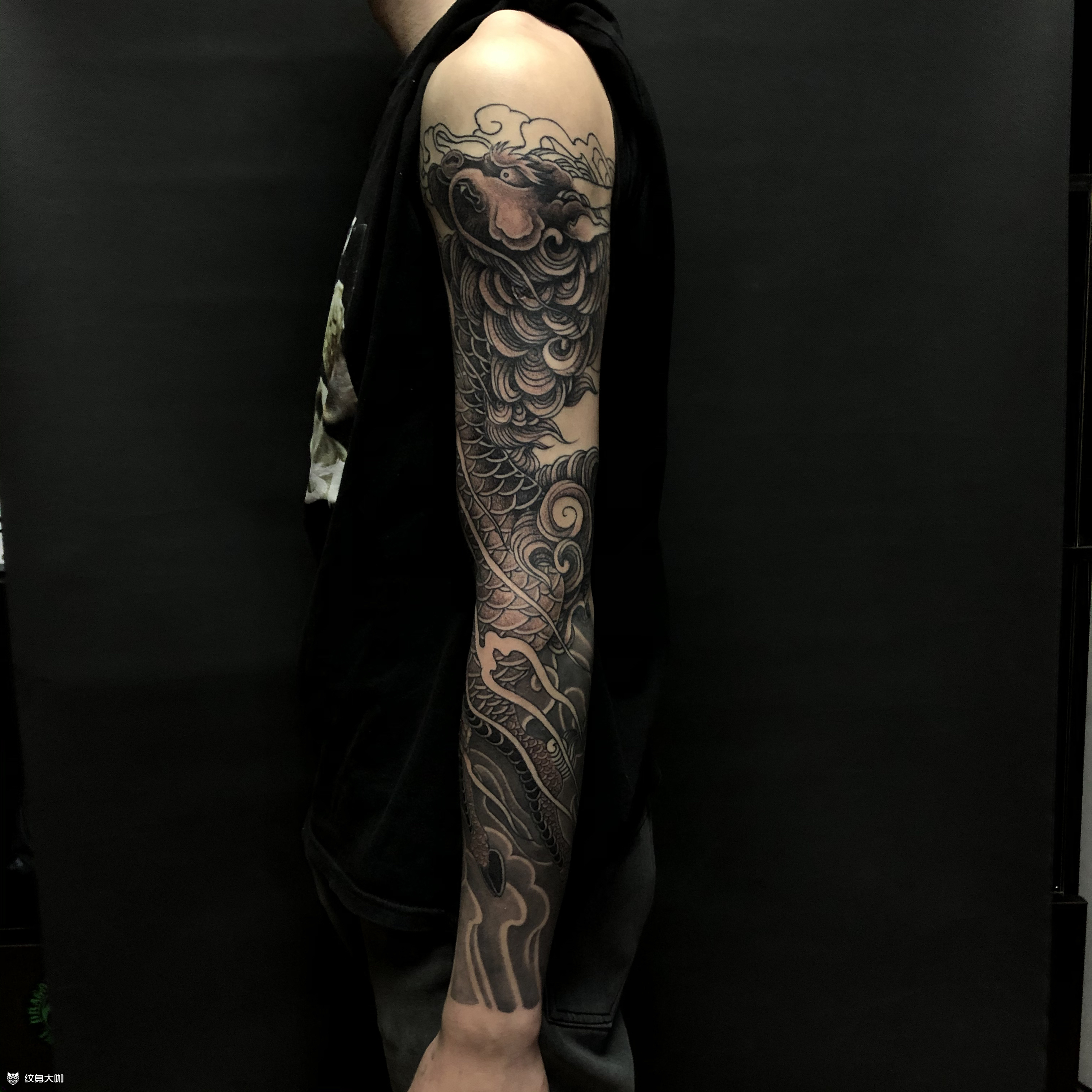 麒麟臂纹身图案 半臂图片