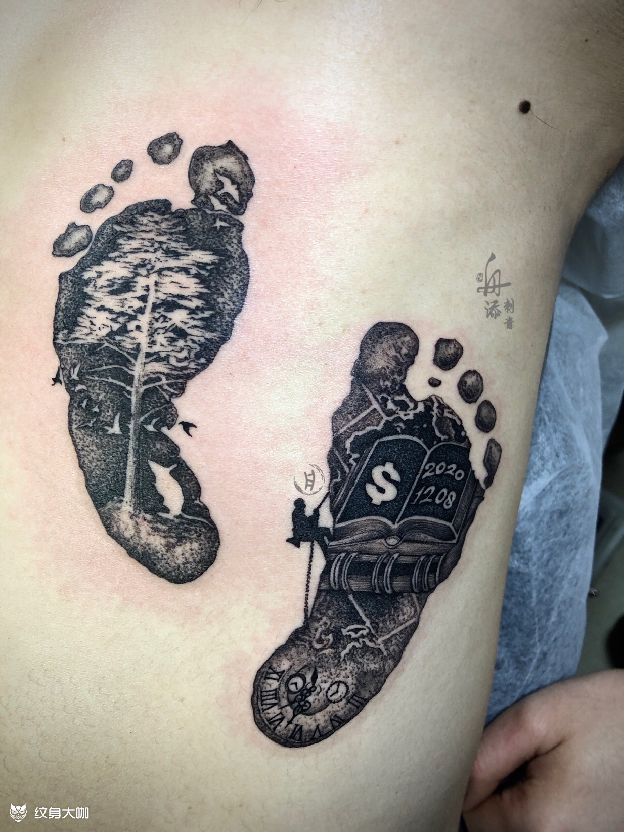 宝宝脚印十年育树百年育人,愿_纹身吧社区 - 纹身大咖