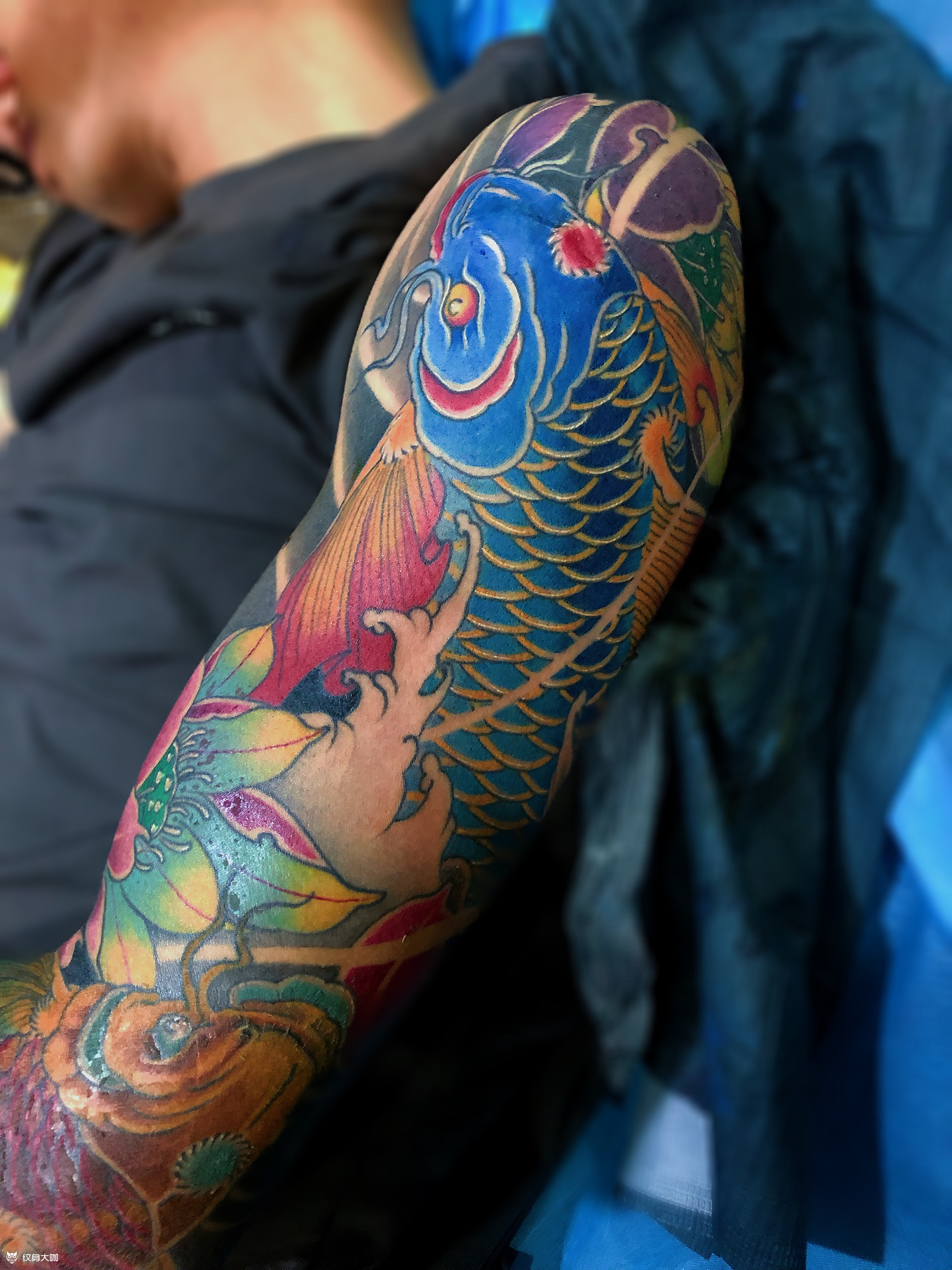 鱼花臂_纹身图案手稿图片_王成的纹身作品集