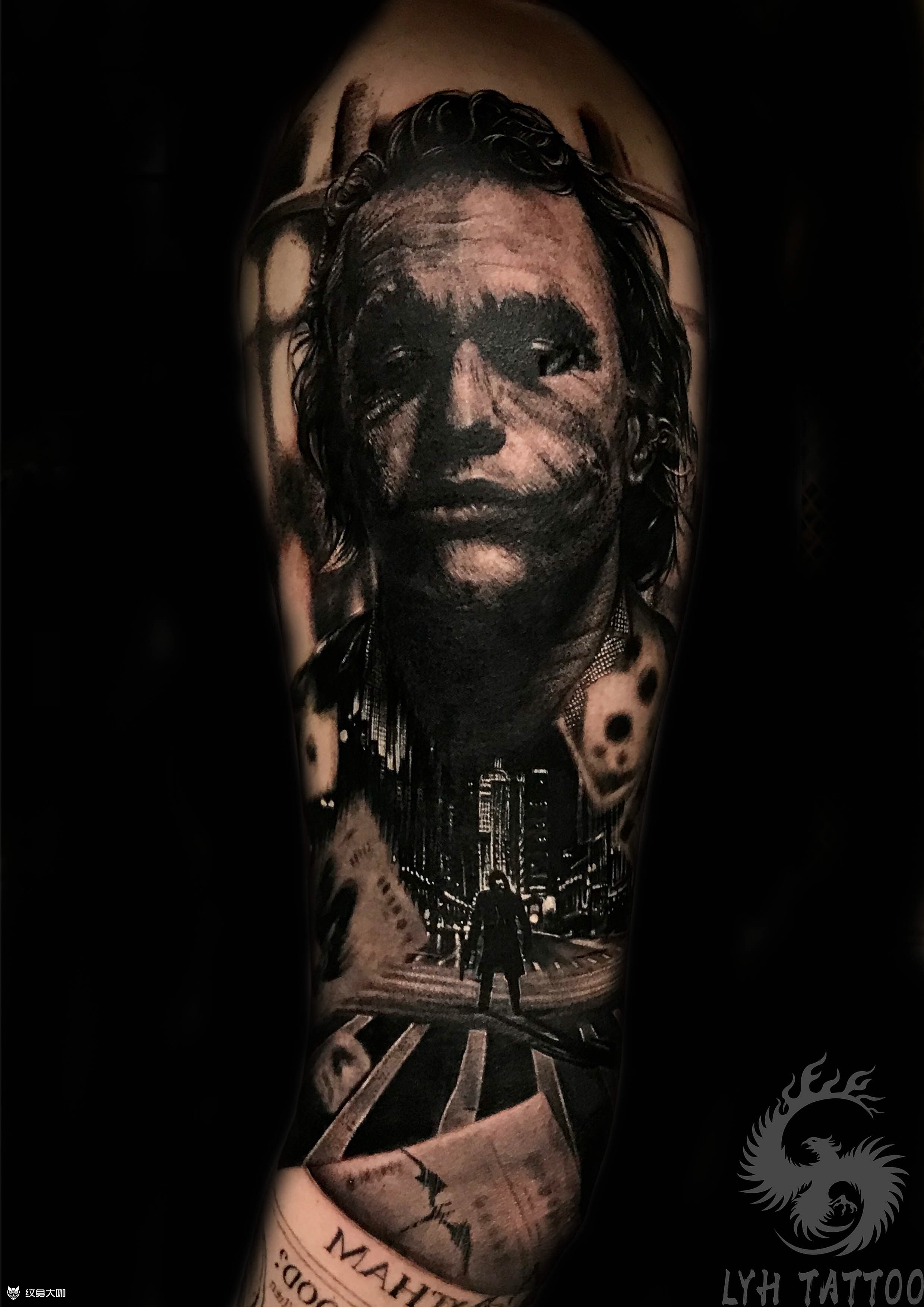 花臂小丑,蝙蝠侠_纹身图案手稿图片_阿为的纹身作品集