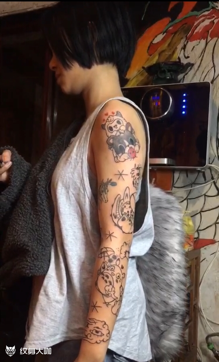 拼接花臂_纹身图案手稿图片_阿苗的纹身作品集