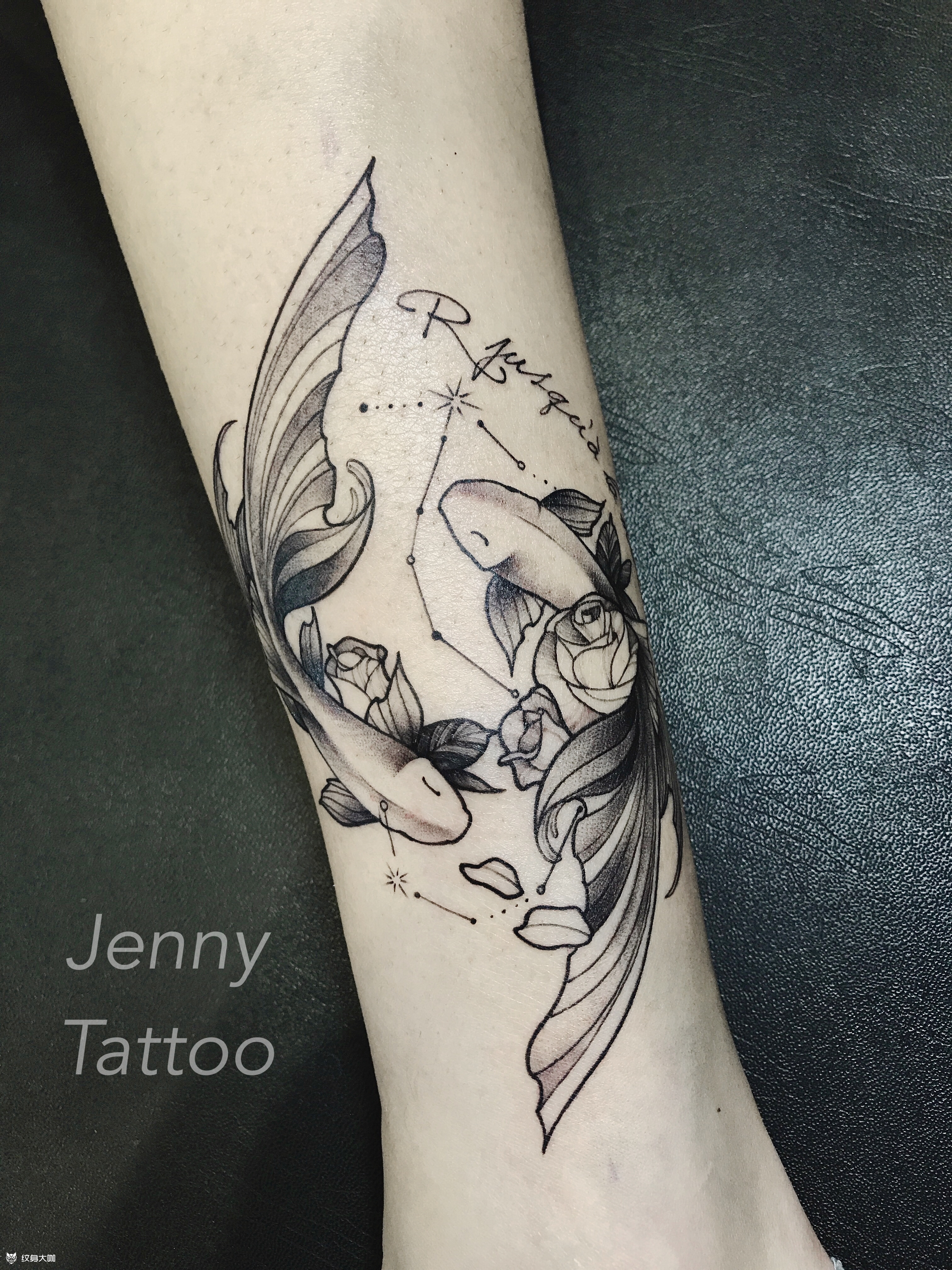 双鱼95天蝎_纹身图案手稿图片_ jenny的纹身作品集