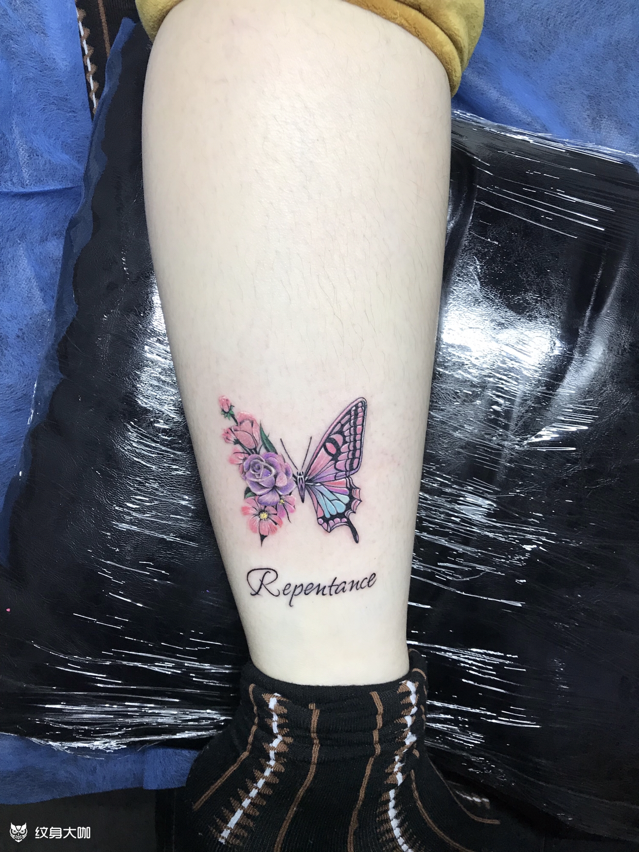 花蝴蝶_纹身图案手稿图片_靳秋生的纹身作品集