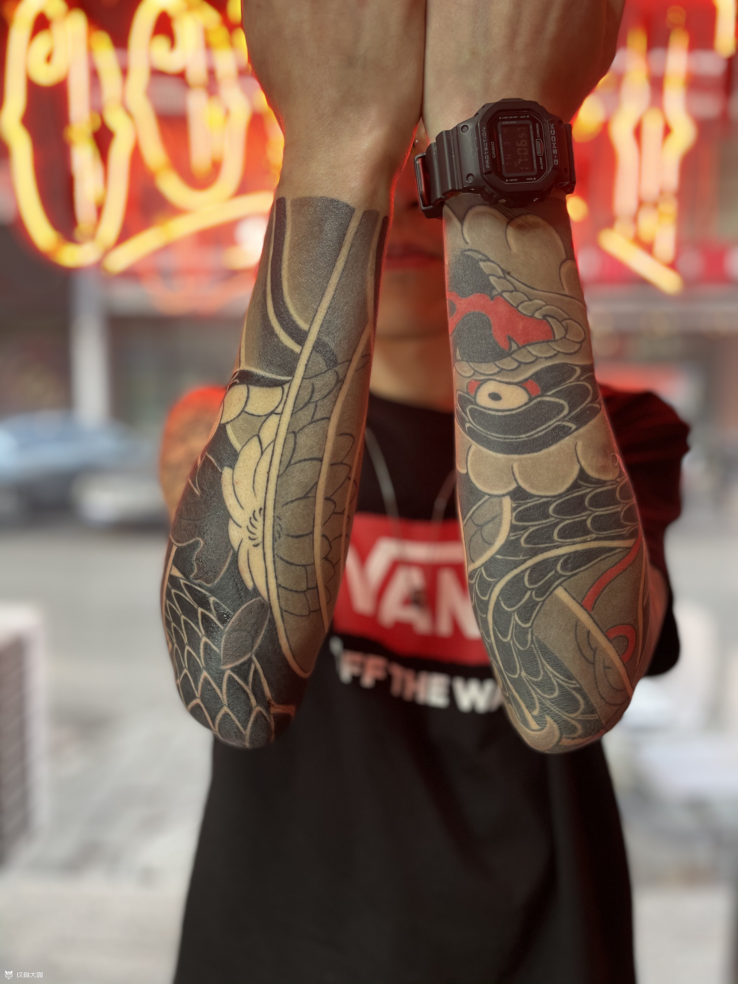 花臂蛇_纹身图案手稿图片_许建的纹身作品集