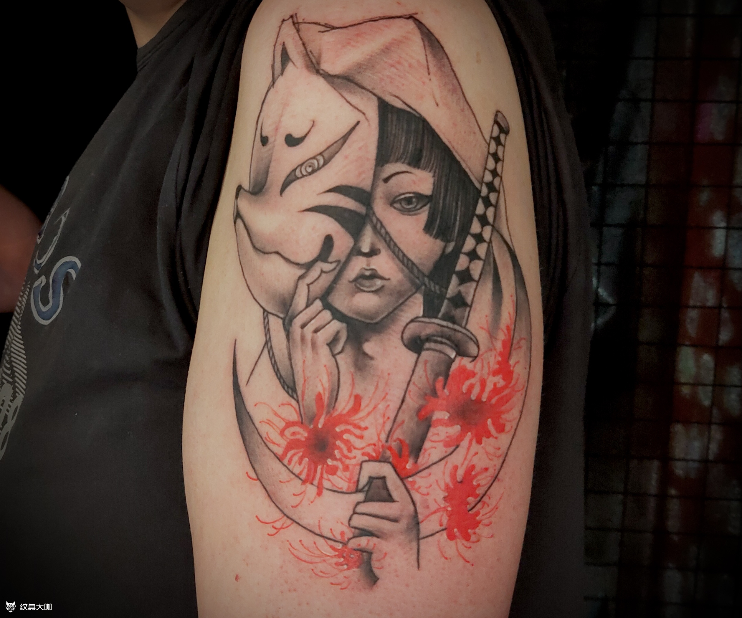 狐面艺妓_纹身图案手稿图片_大孟的纹身作品集