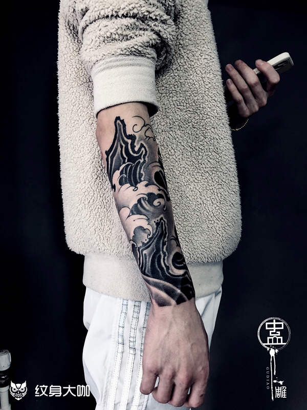 礁石水浪_纹身图案手稿图片_济南蛊雕的纹身作品集