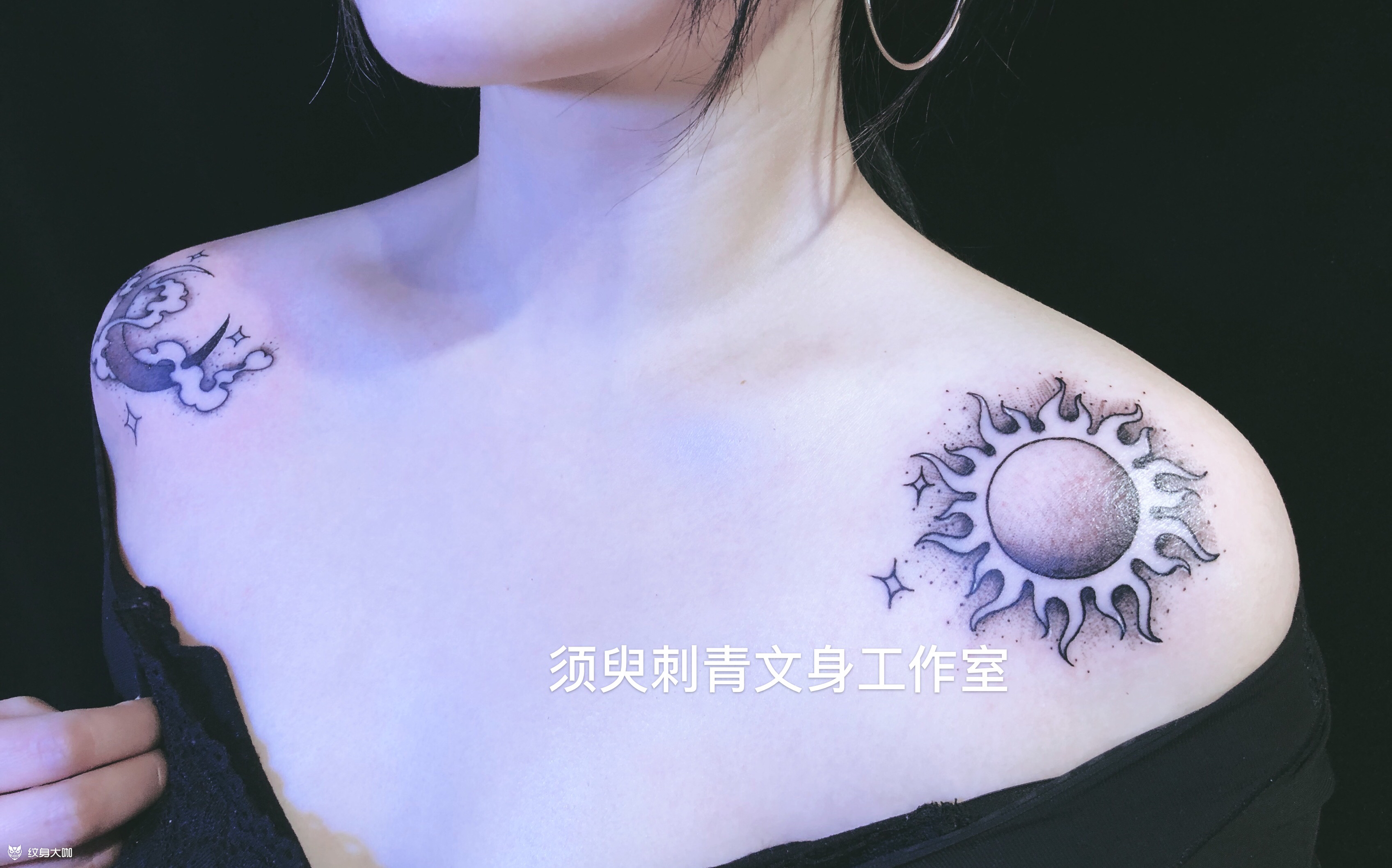 日月同辉_纹身图案手稿图片_谢师傅的纹身作品集