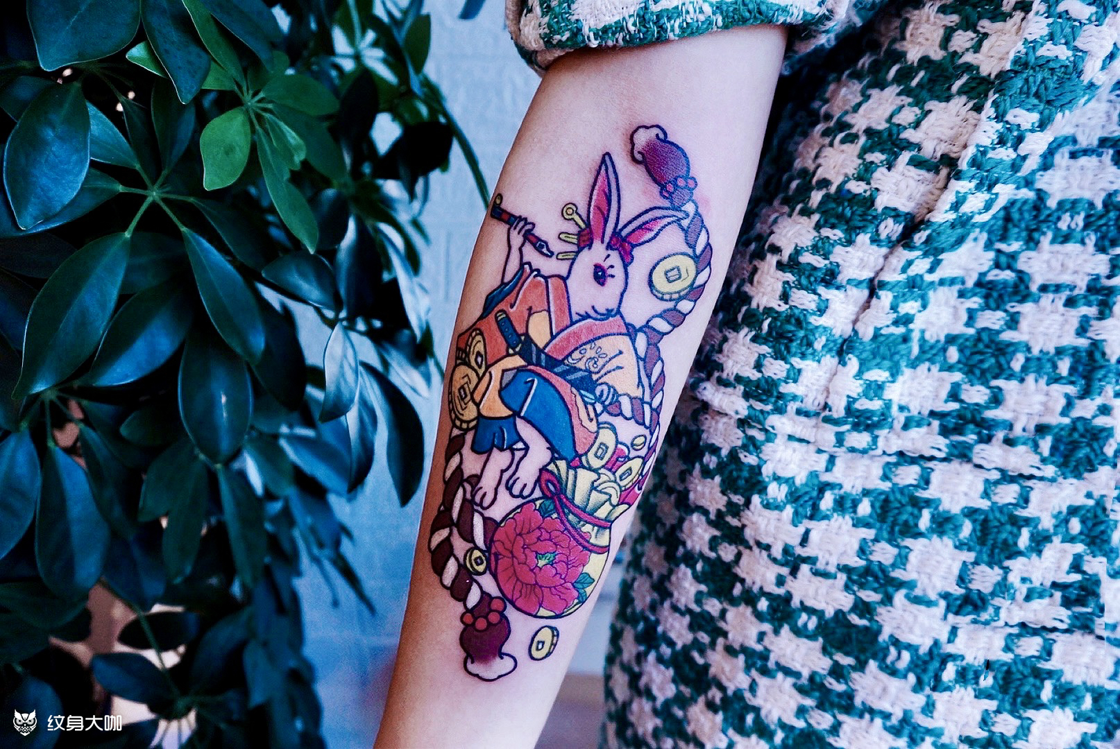 招财兔爷_纹身图案手稿图片_木禾—小欧的纹身作品集