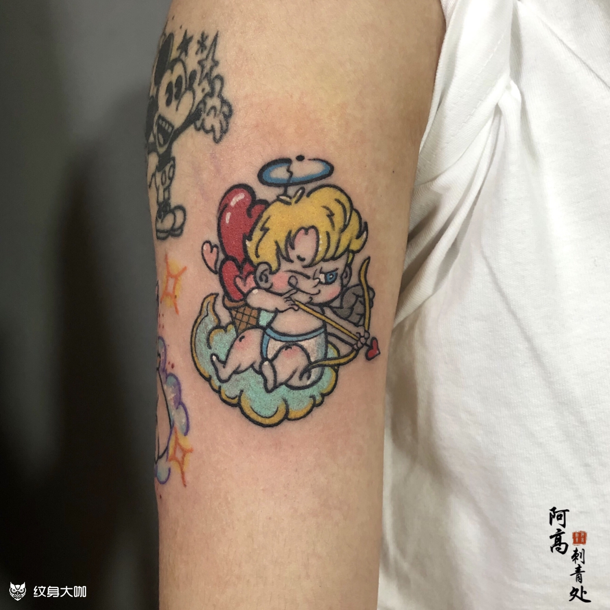 丘比特_纹身图案手稿图片_阿高的纹身作品集