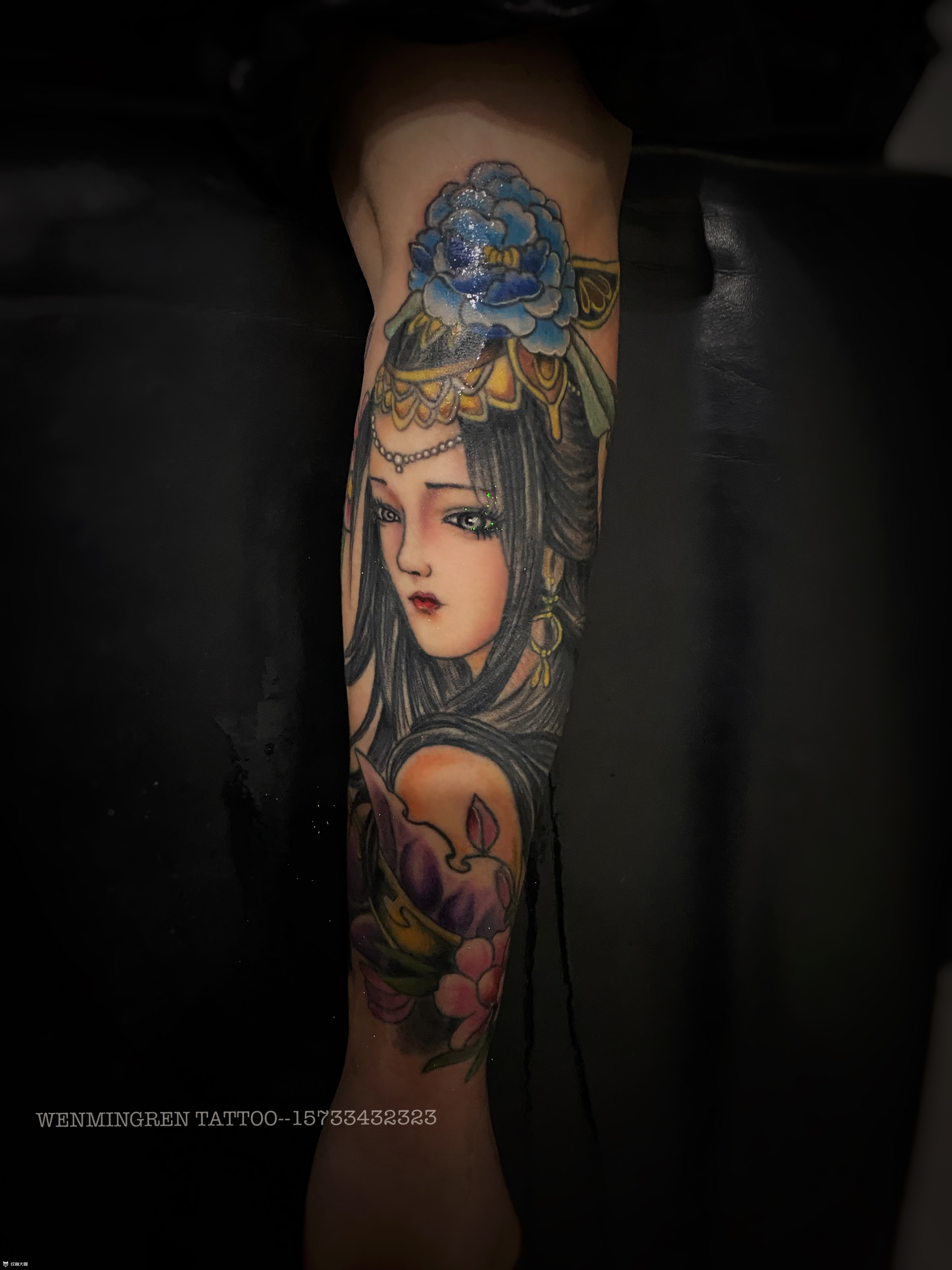 小臂艺妓彩色_纹身图案手稿图片_纹铭人的纹身作品集