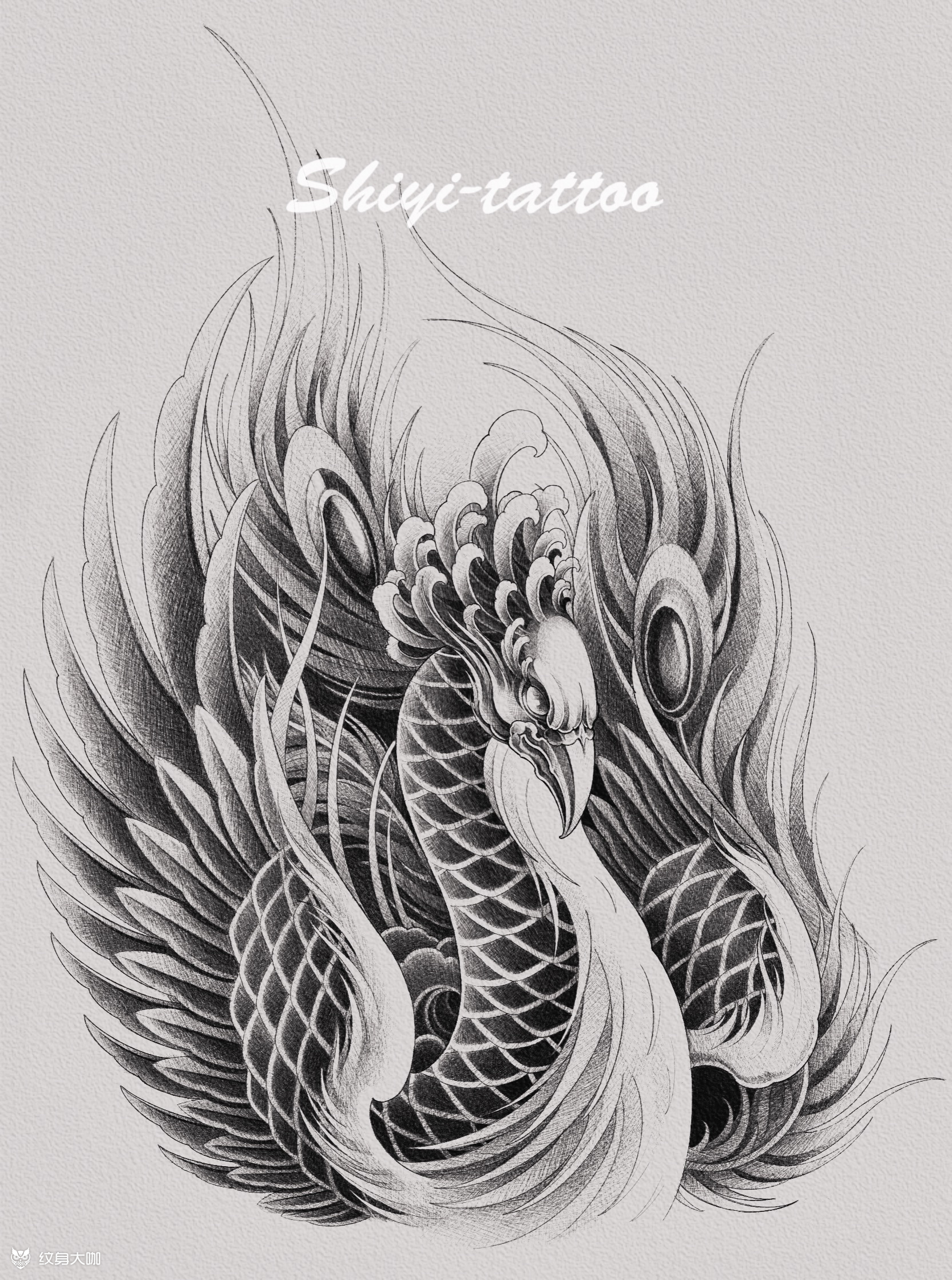客定凤凰手稿_纹身图案手稿图片_ kk的纹身作品集