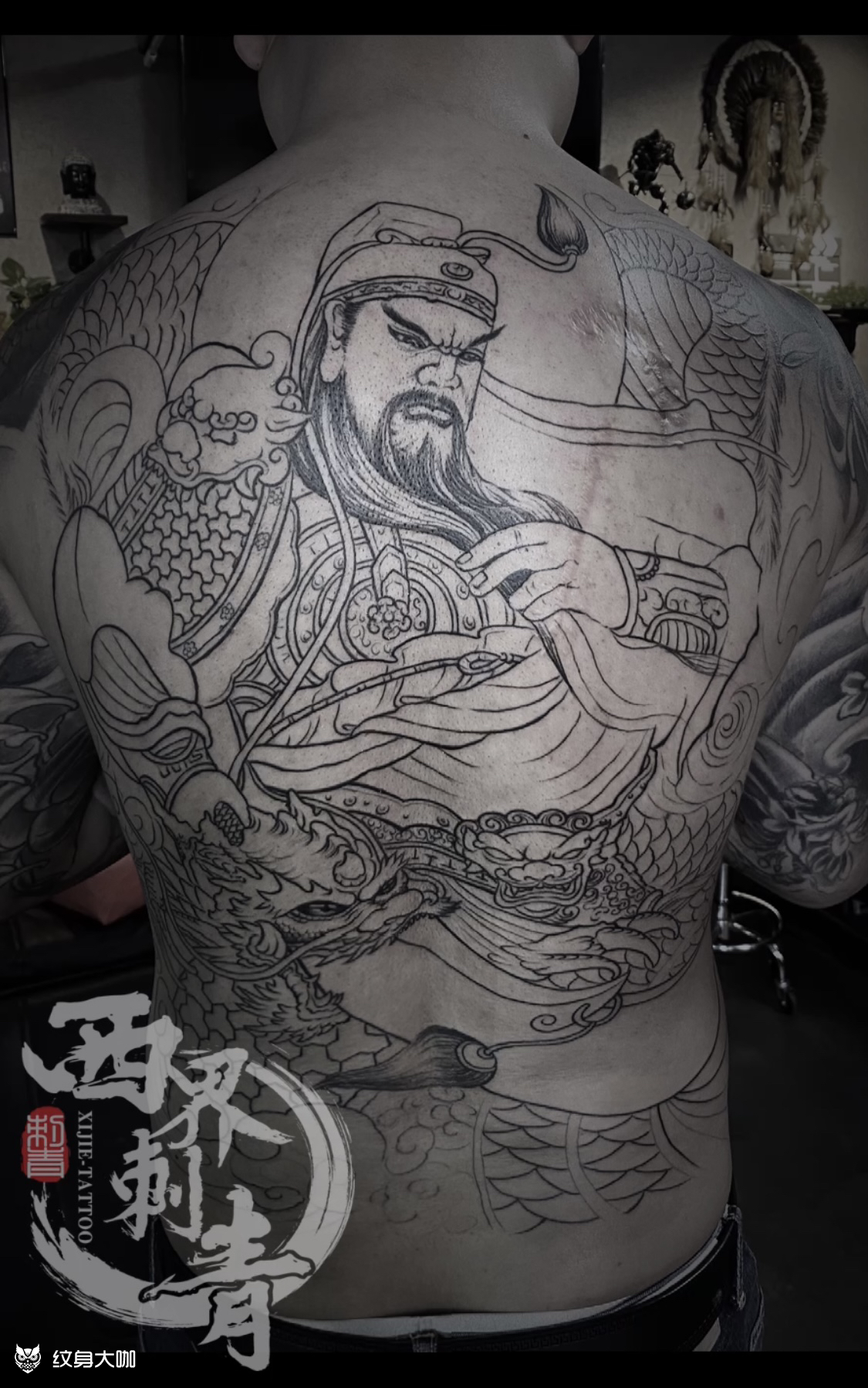 满背关公割线_纹身图案手稿图片_燕郊西界的纹身作品集
