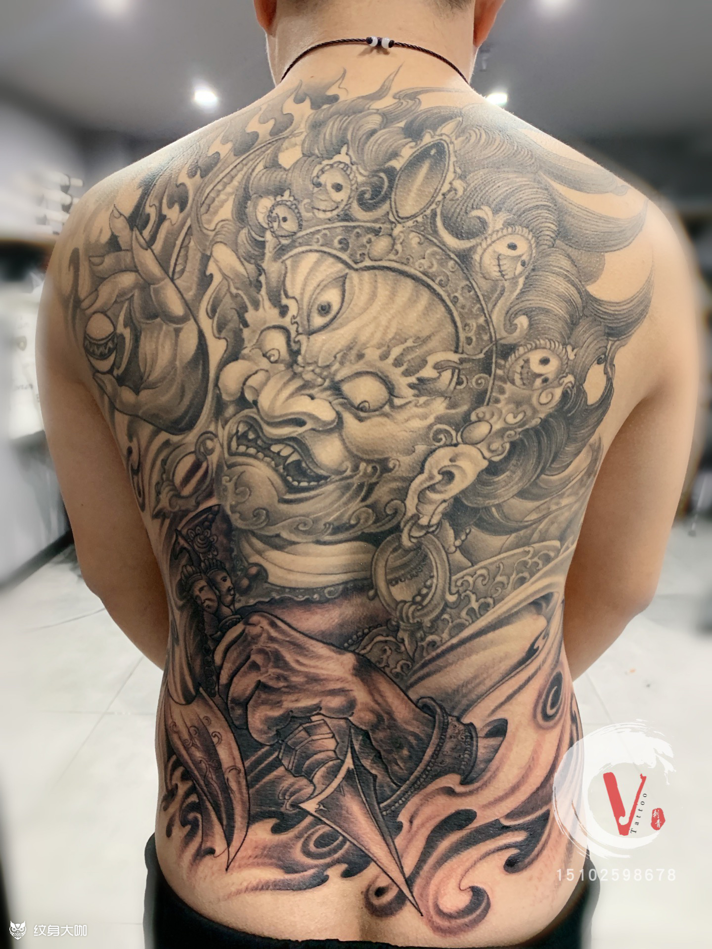 满背黑天_纹身图案手稿图片_小伟的纹身作品集