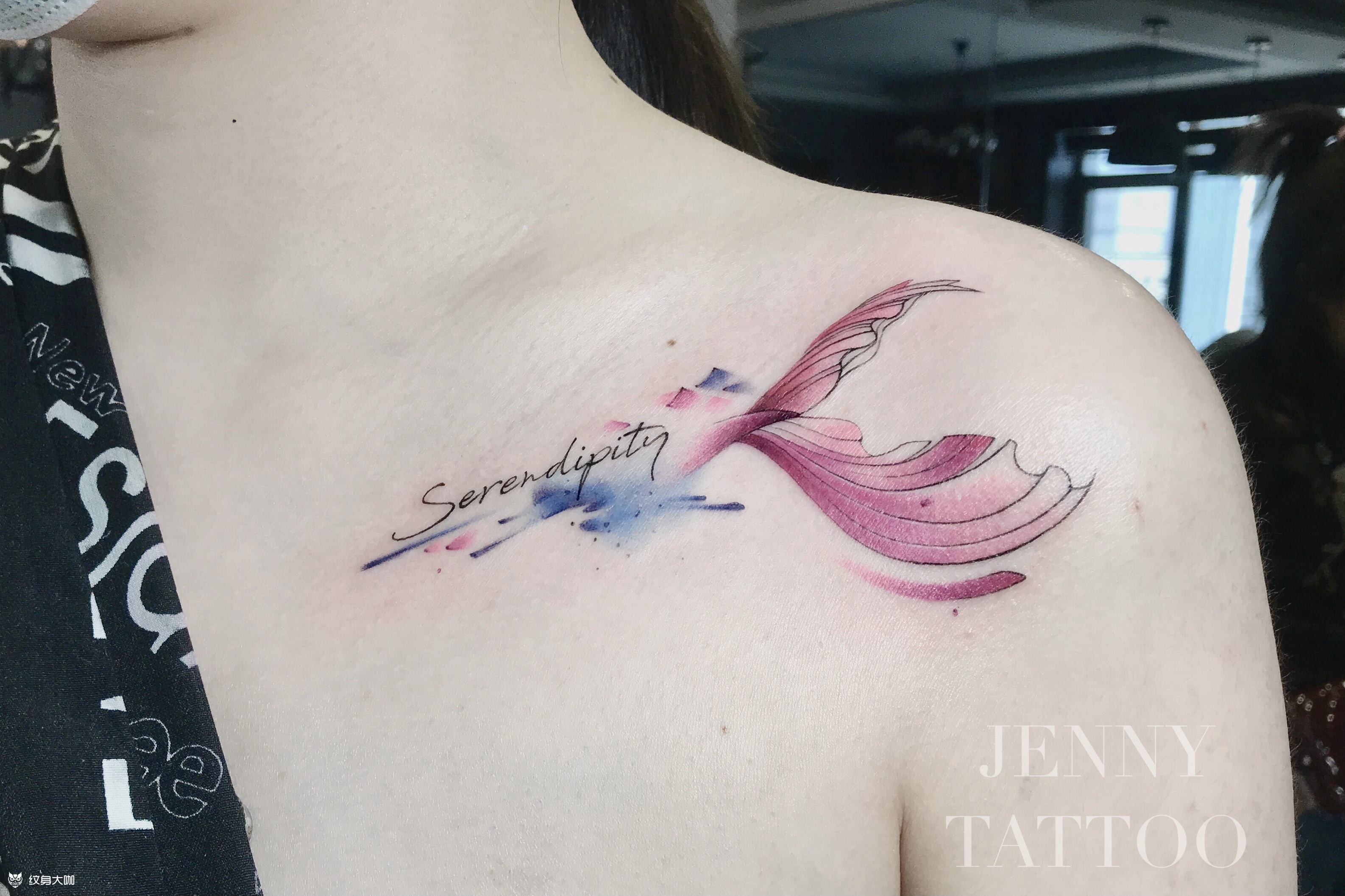 水彩鱼尾_纹身图案手稿图片_ jenny的纹身作品集