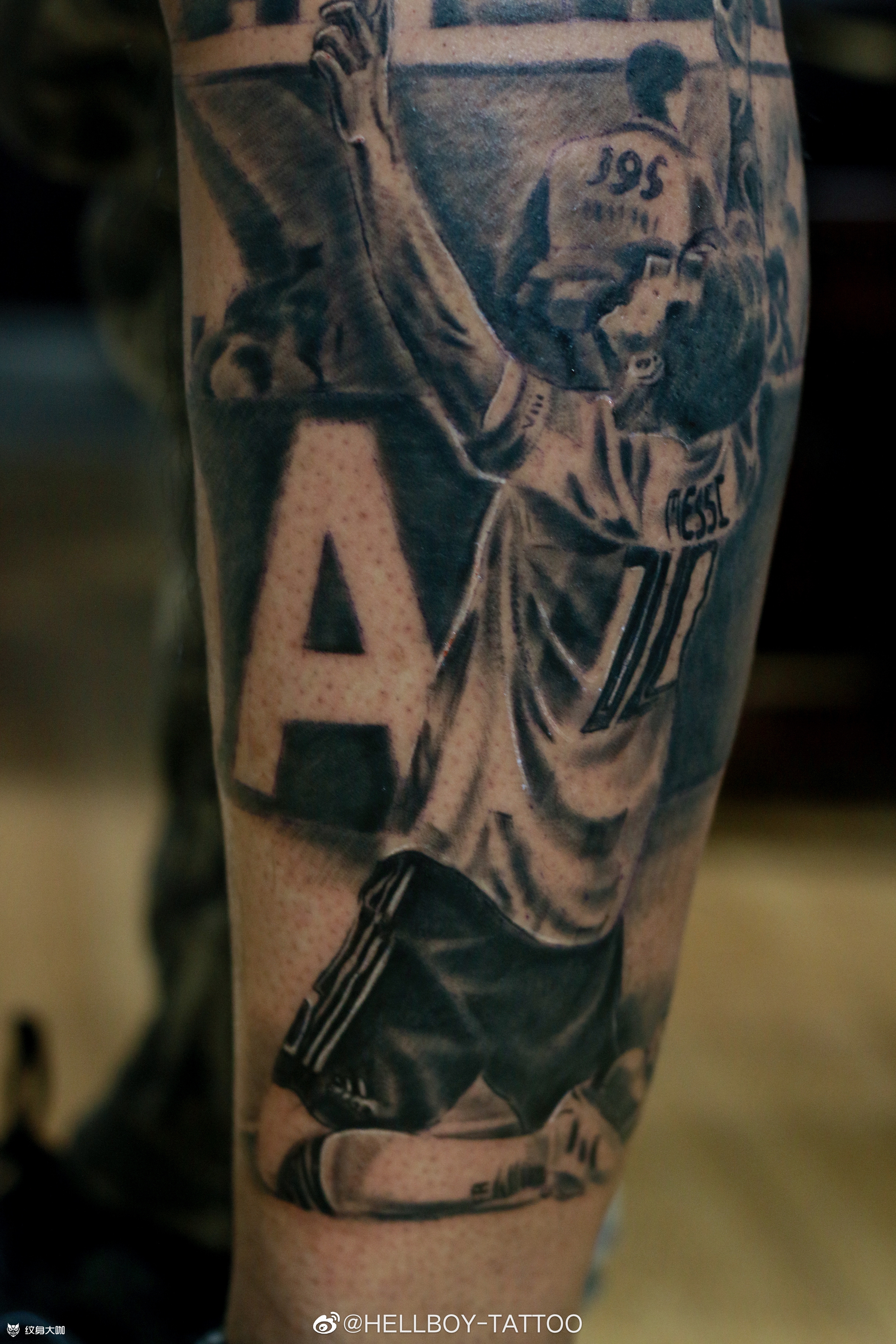 梅西小腿_纹身图案手稿图片_hellboy-tattoo的纹身作品集