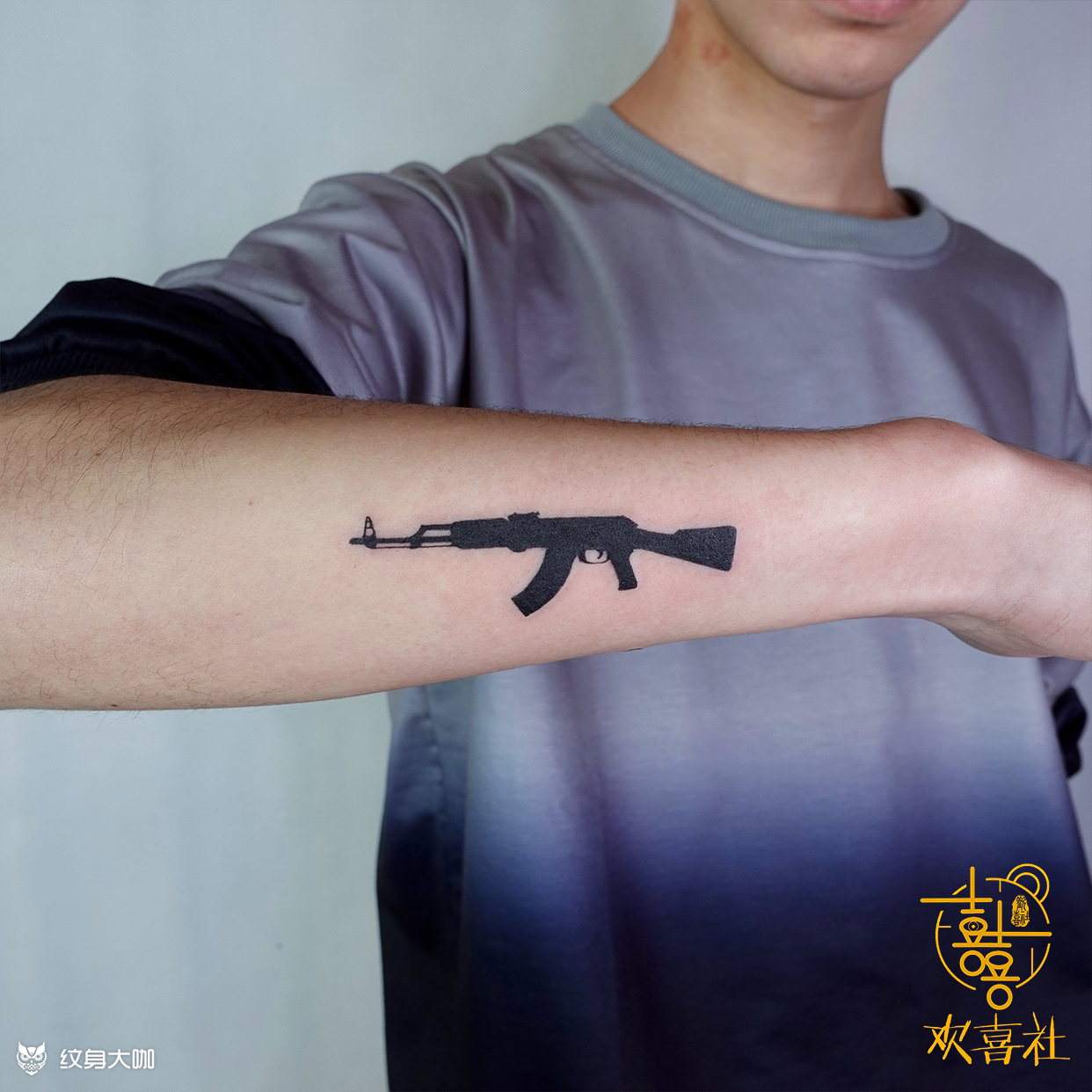 ak47_纹身图案手稿图片_黄朋飞的纹身作品集