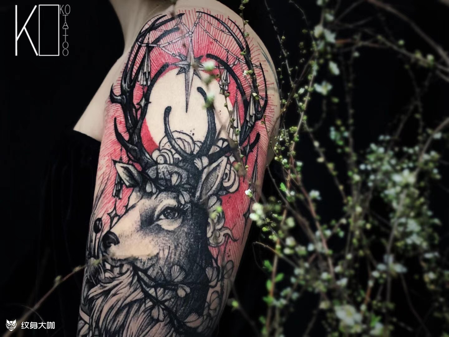 麋鹿_纹身图案手稿图片_玩子的纹身作品集