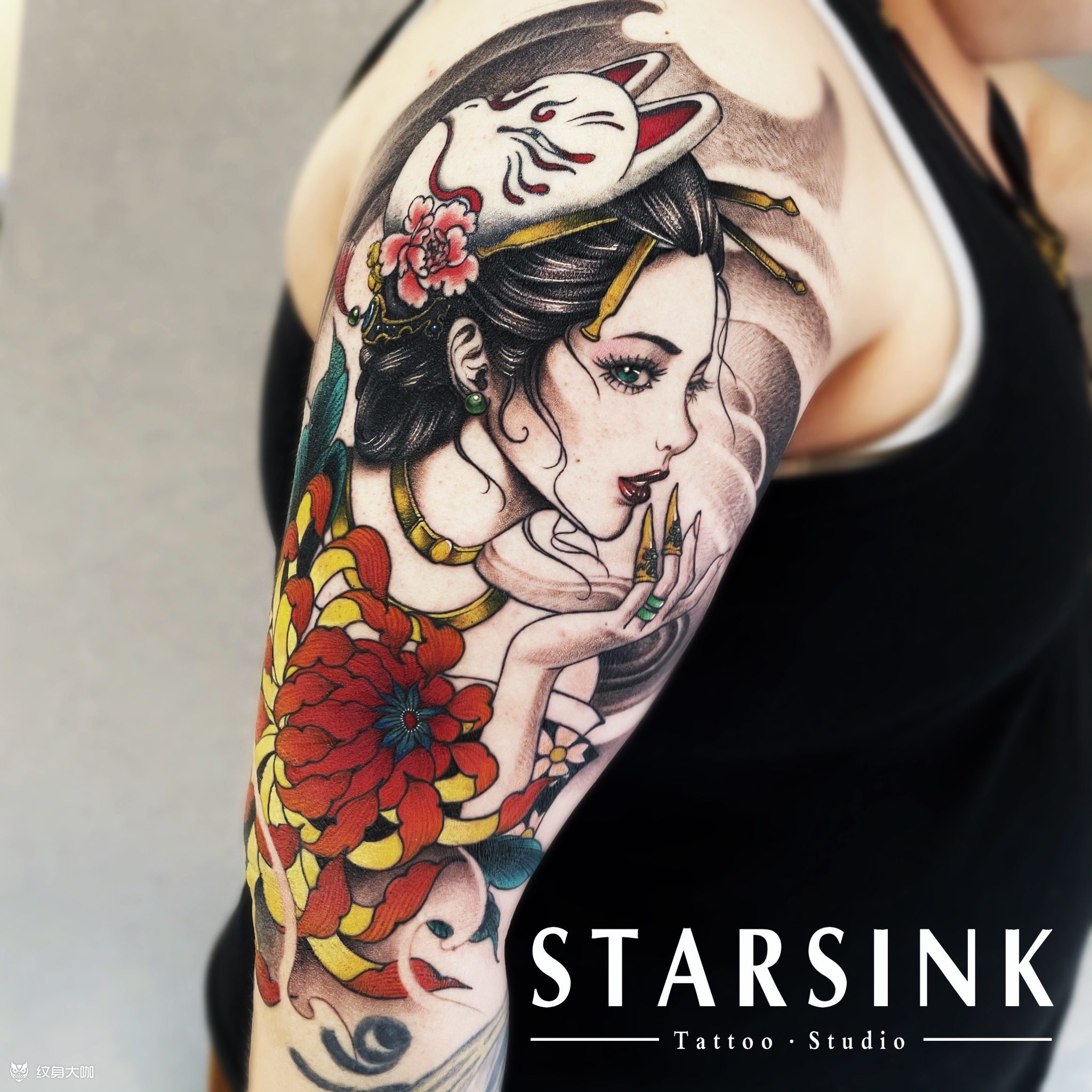 新传统风格·艺伎_纹身图案手稿图片_十三的纹身作品集