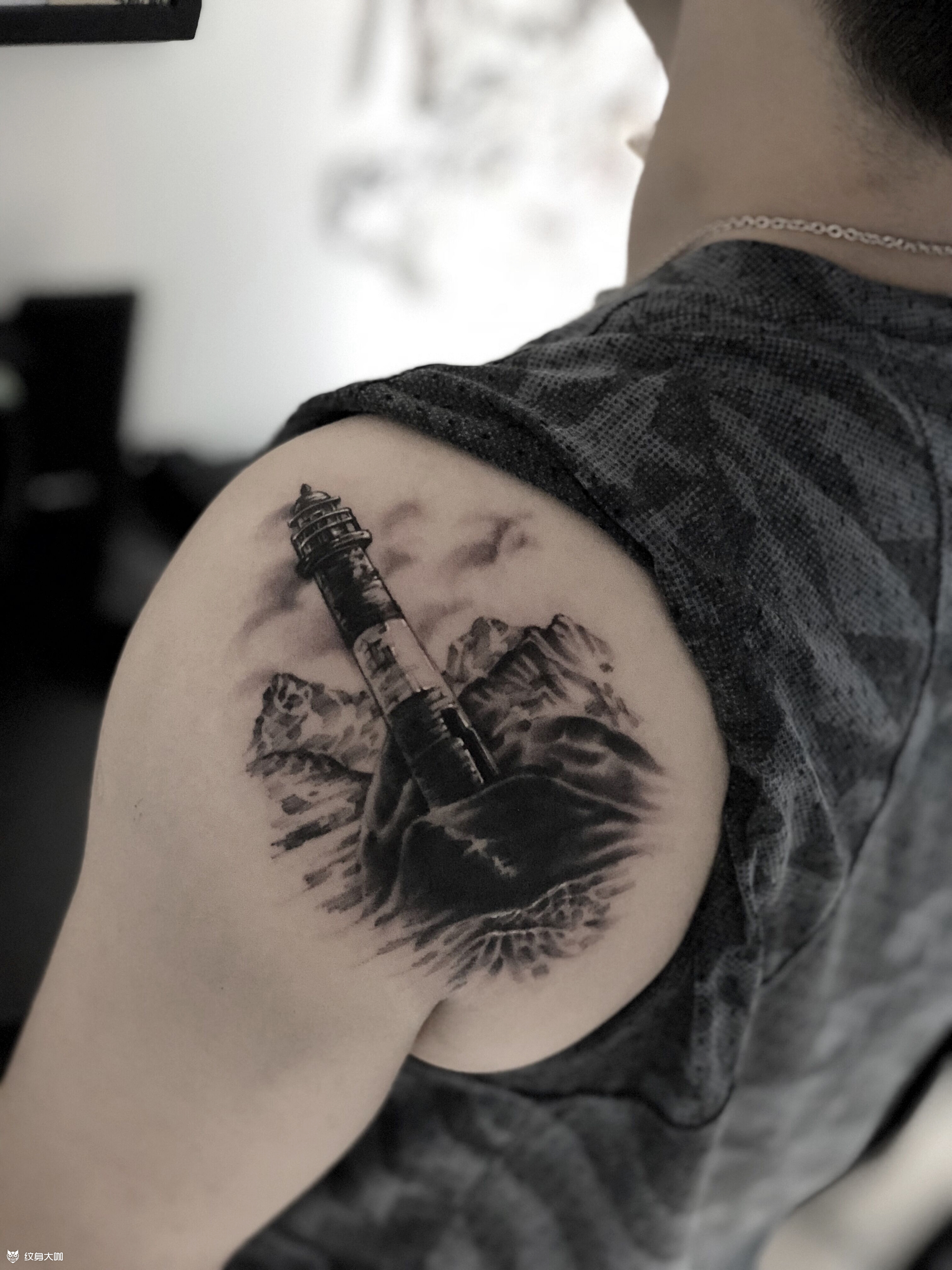 灯塔遮盖_纹身图案手稿图片_晓鹏的纹身作品集