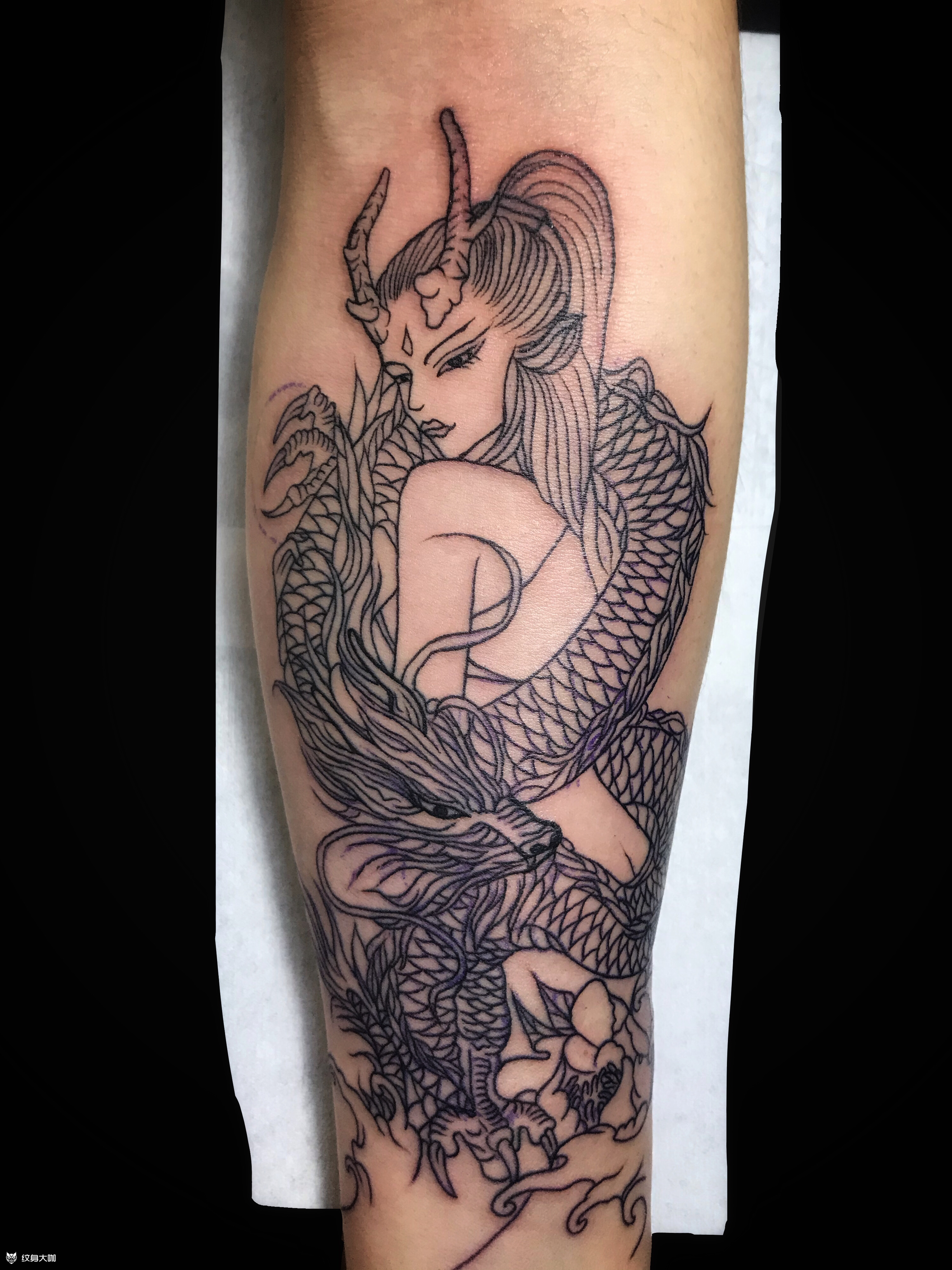 小龙女_纹身图案手稿图片_洛洛的纹身作品集