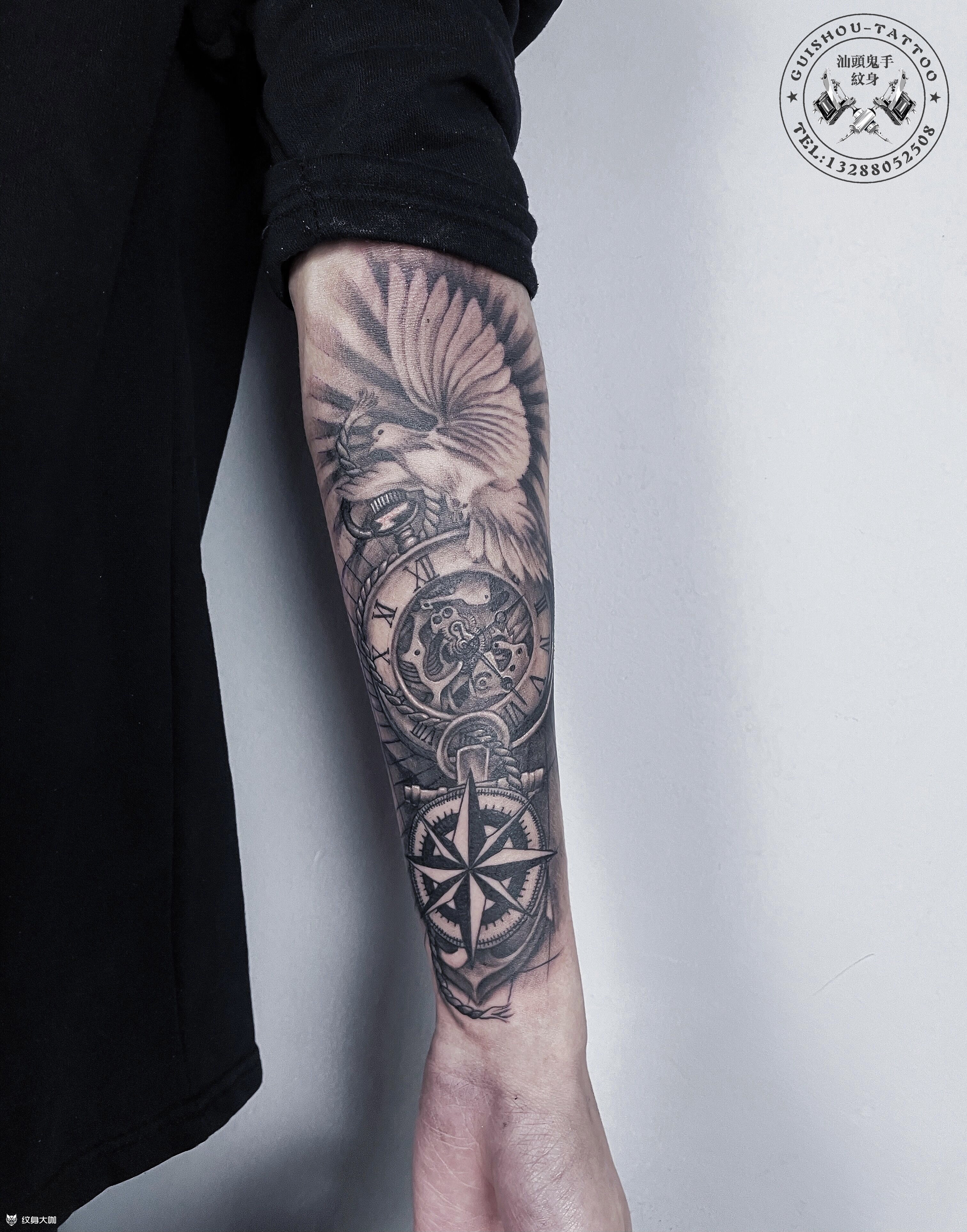 写实时钟_纹身图案手稿图片_鬼手的纹身作品集