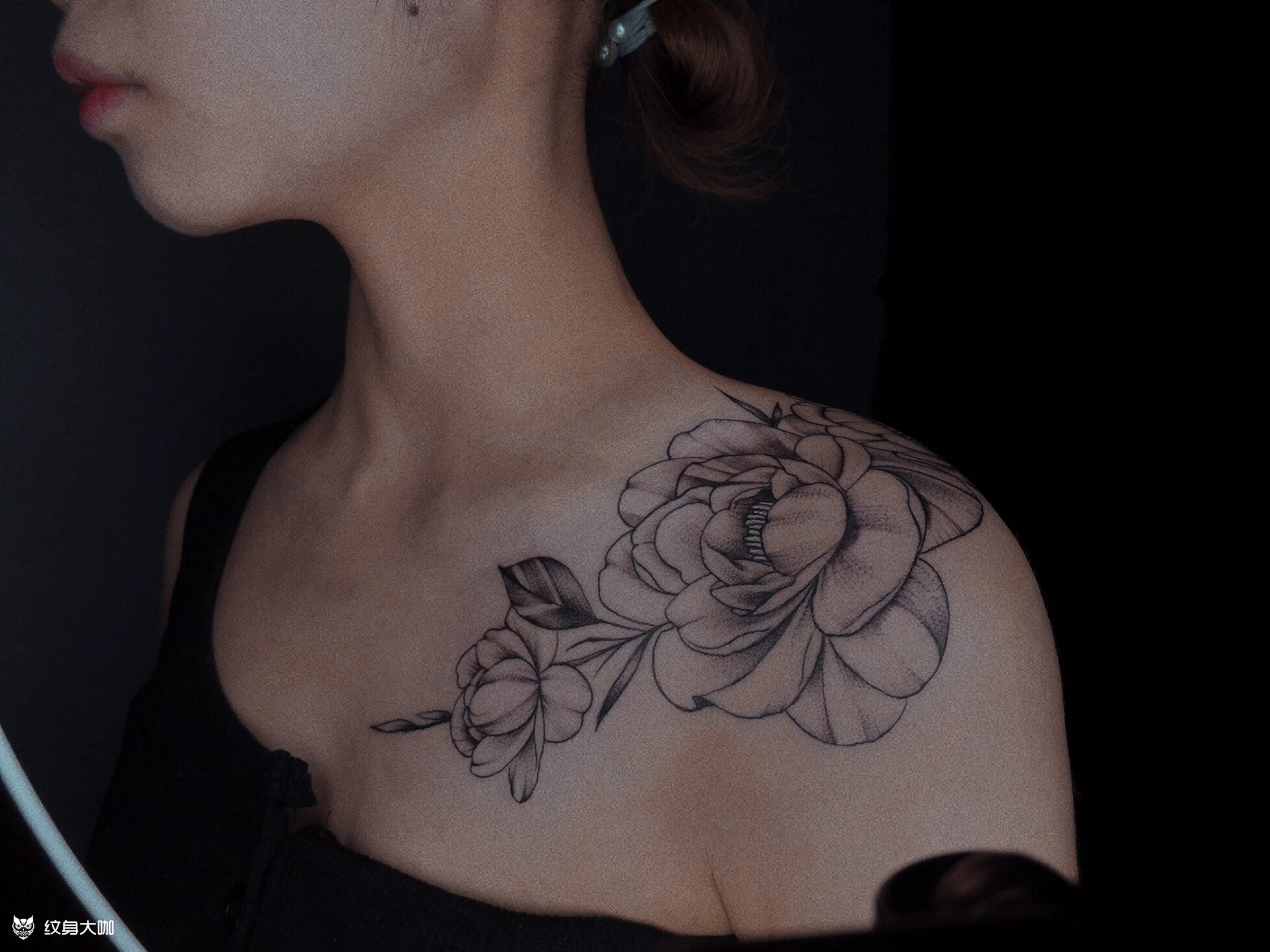 玉肩素花_纹身图案手稿图片_任彪的纹身作品集