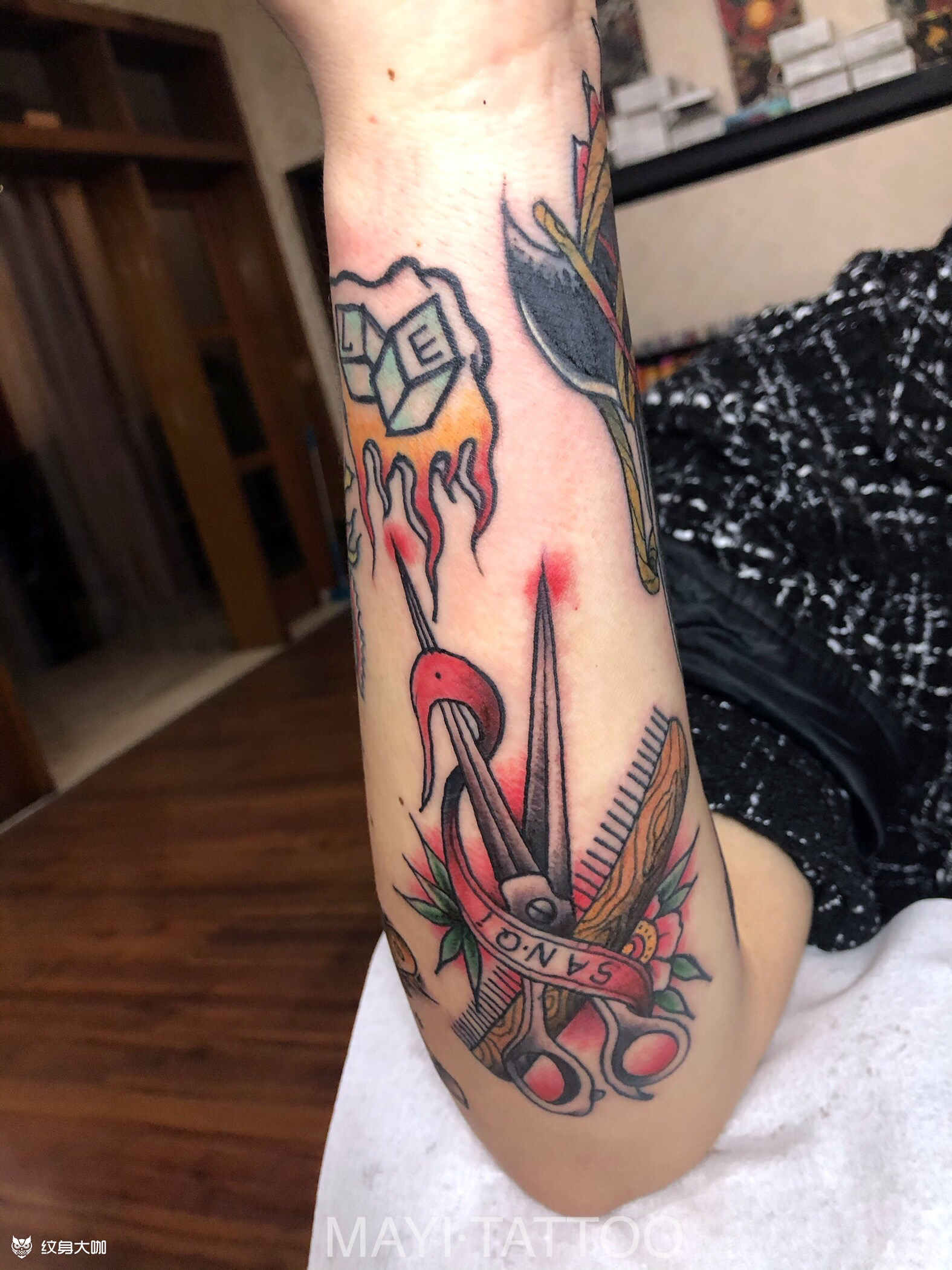 剪刀_纹身图案手稿图片_宋某的纹身作品集