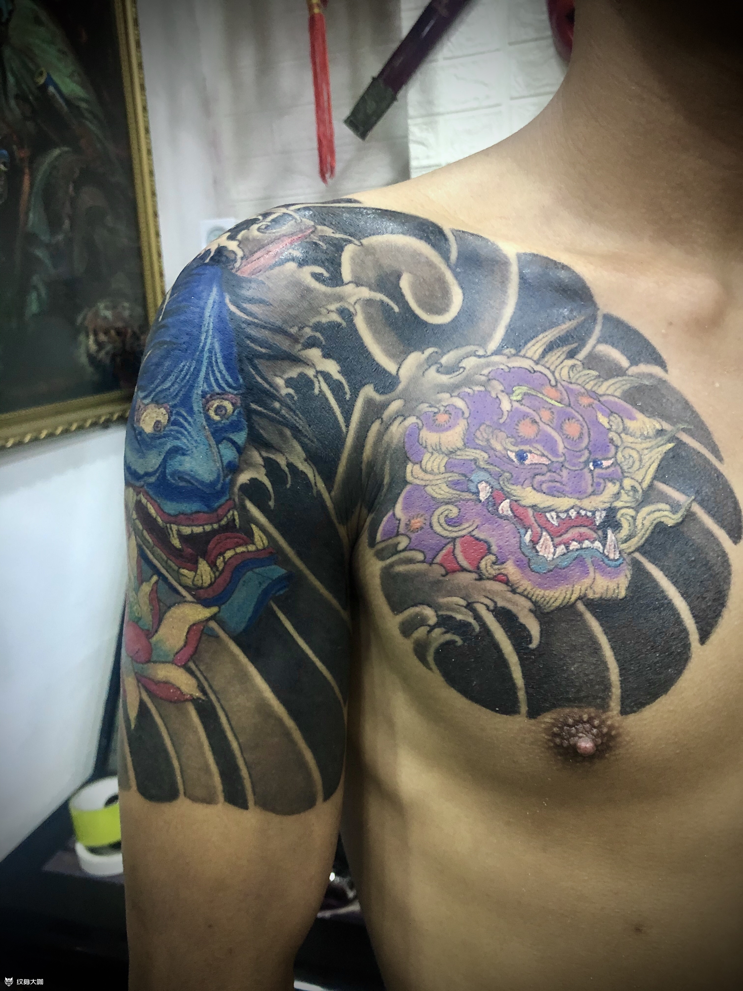 日式半甲,般若遮盖_纹身图案手稿图片_94乌鸦crow的纹身作品集