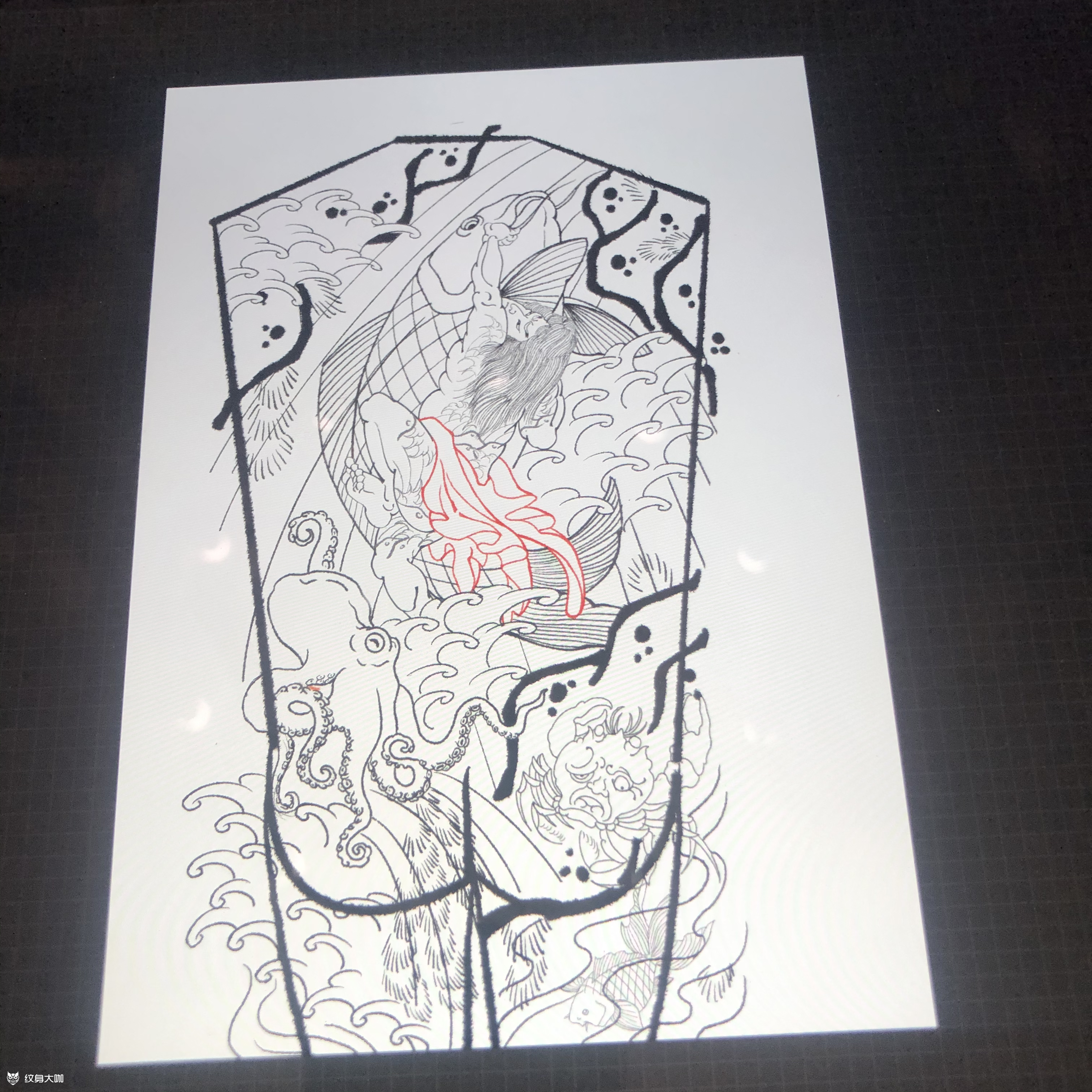 鬼若丸杀鲤鱼_纹身图案手稿图片_张家驹的纹身作品集