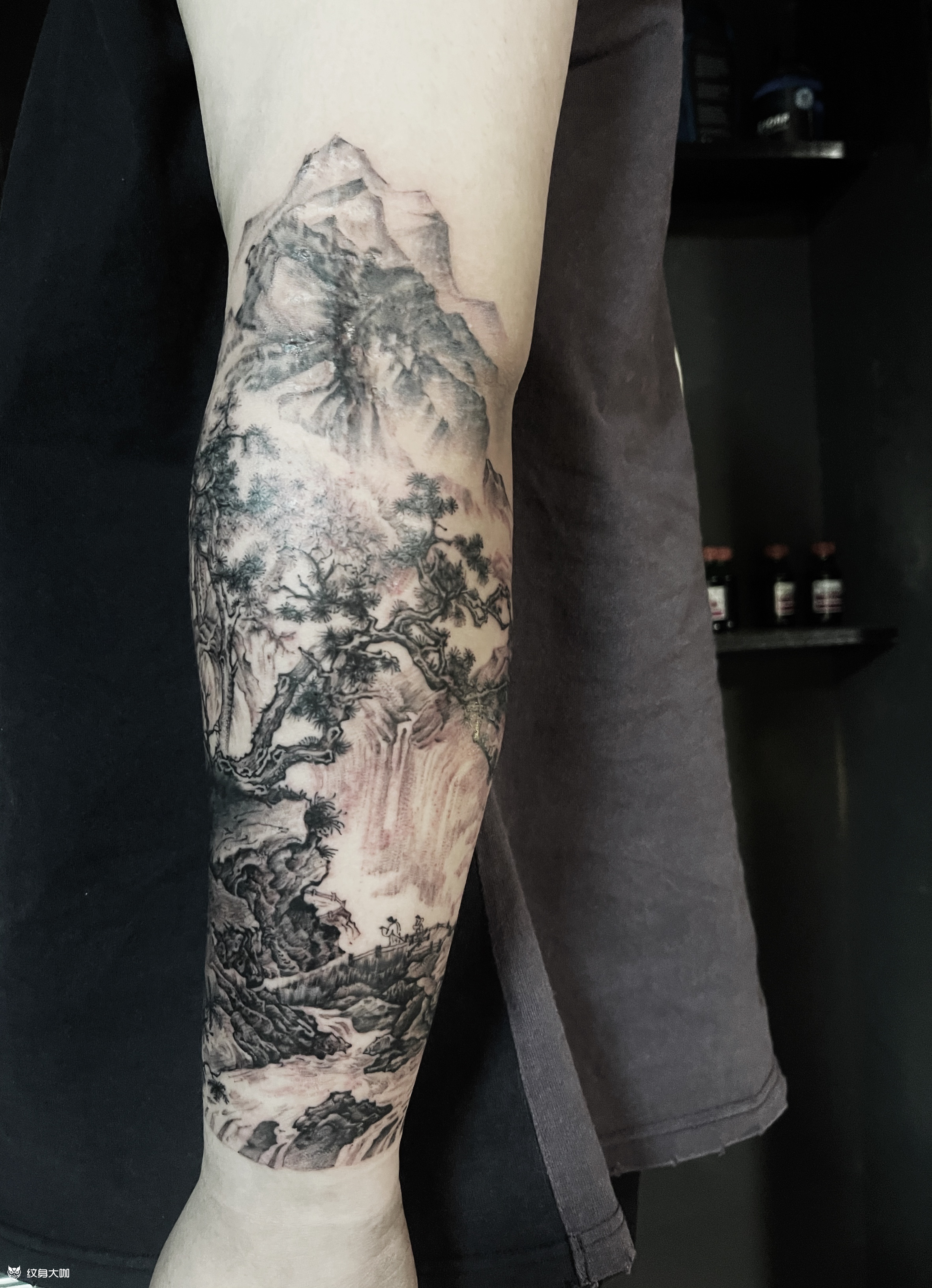 山水_纹身图案手稿图片_黑子的纹身作品集