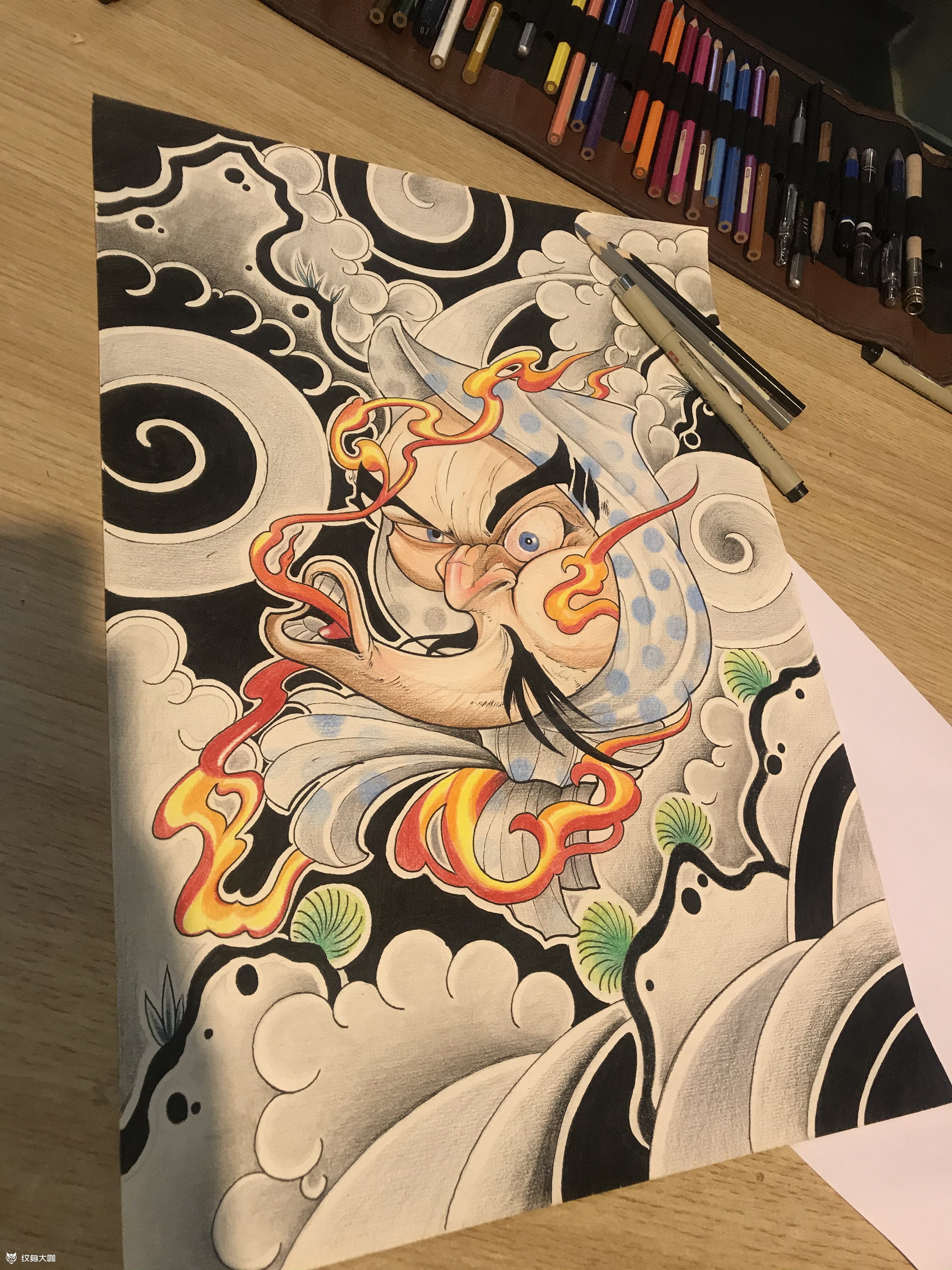 火男_纹身图案手稿图片_孙飞虎的纹身作品集