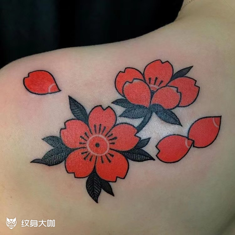 日式樱花_纹身图案手稿图片_造刺纹身研究所·超皮秒纹身清洗的纹身